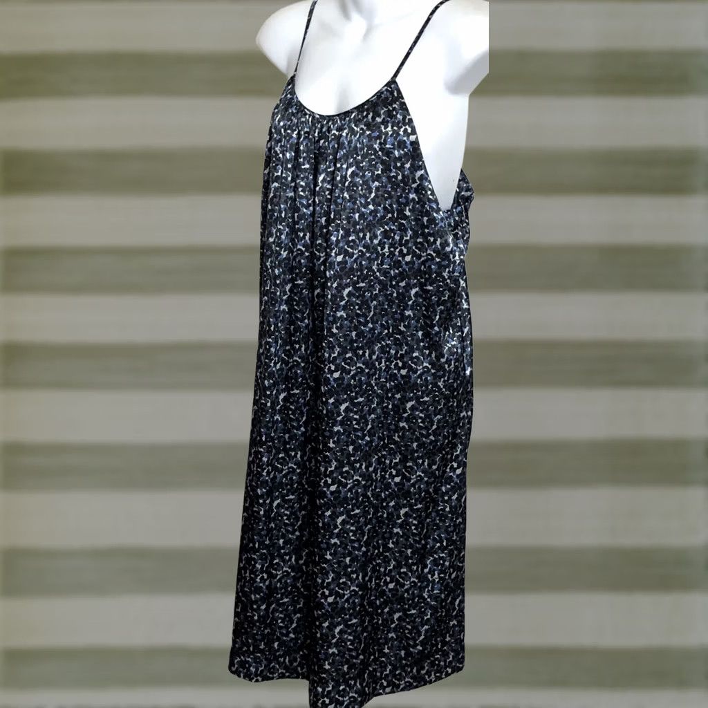 Vintage VINTAGE Ny & Co slip dress 12 Blk Blue Silky Satin knee Cami Lingerie Fairy Y2K Size XL / US 12-14 / IT 48-50 - 1 Thumbnail