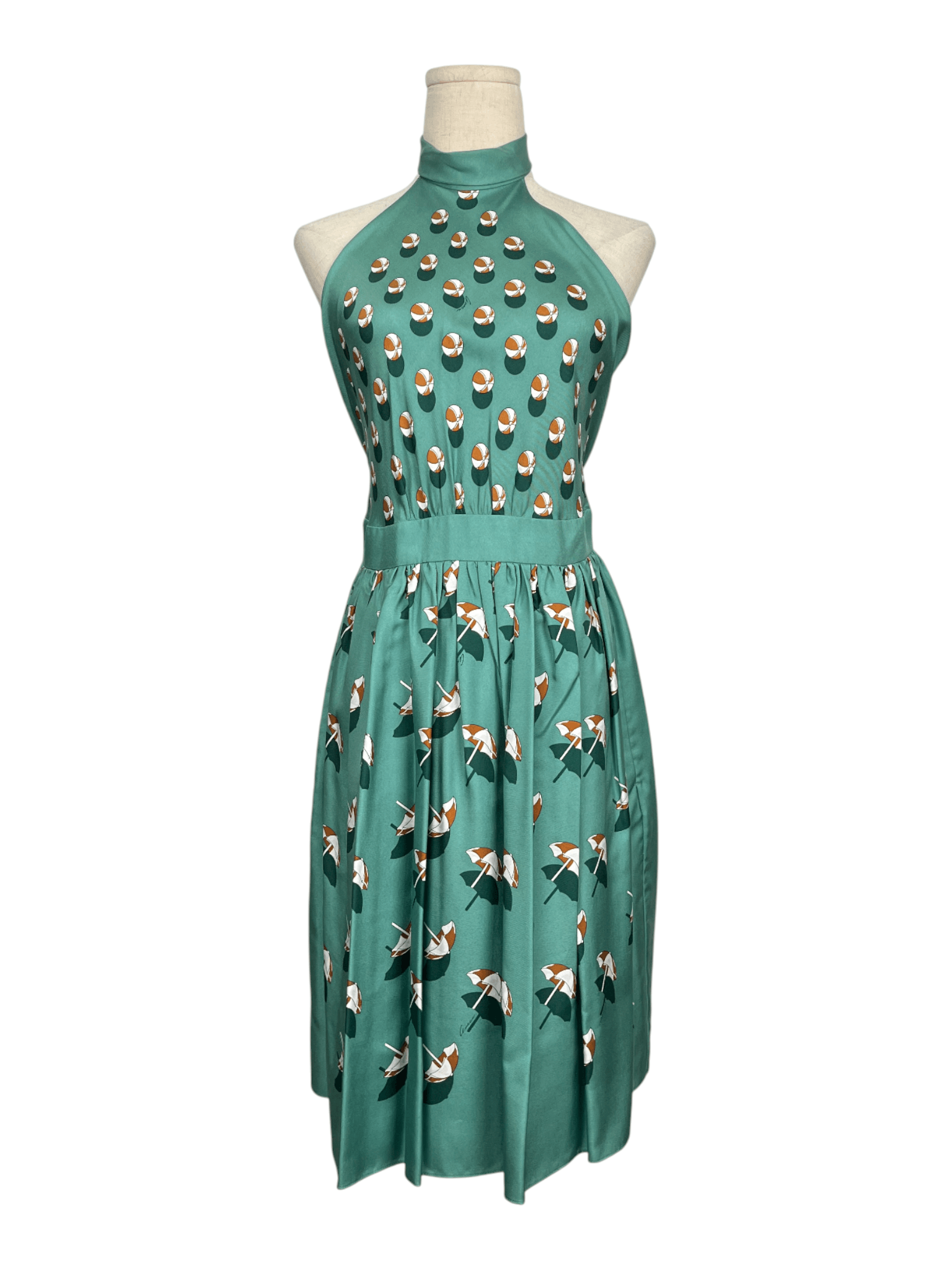 Gucci Gucci Green Beach Ball Print Halter Neck Silk Dress Size XS / US 0-2 / IT 36-38 - 1 Thumbnail