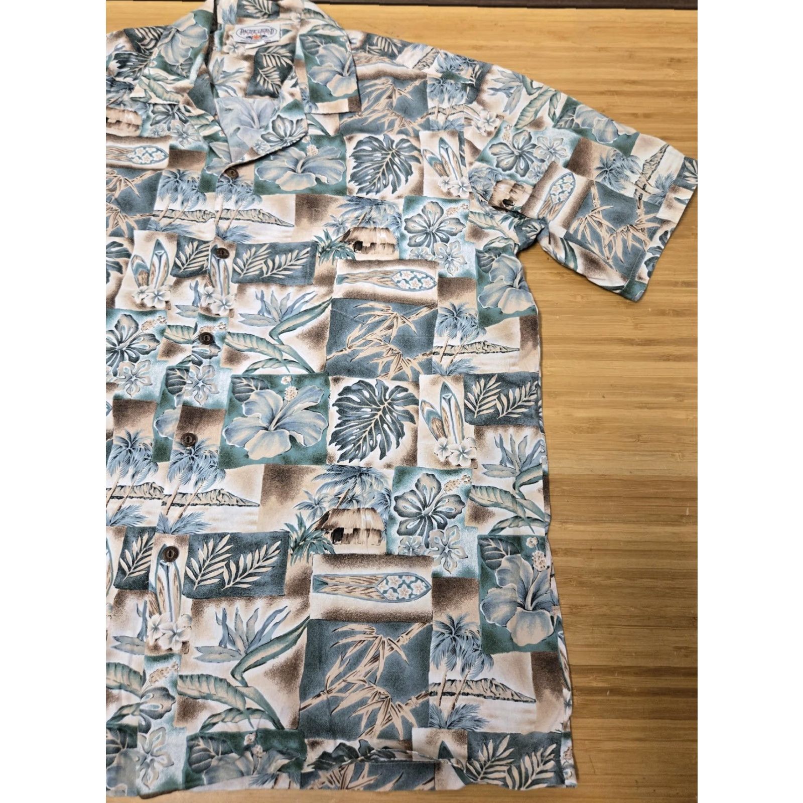Vintage Pacific Legend Shirt Mens XL Blue Hawaiian Aloha Tropical Button Up Made USA Size US XL / EU 56 / 4 - 2 Thumbnail