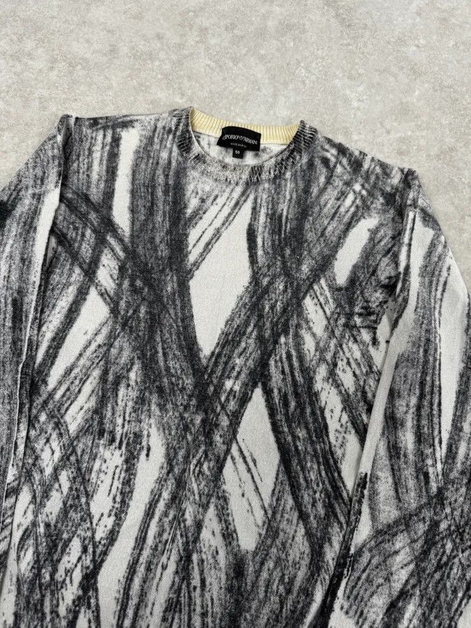 Emporio Armani AW2011 Emporio Armani White & Grey Abstract Pattern Sweater Size US M / EU 48-50 / 2 - 6 Thumbnail