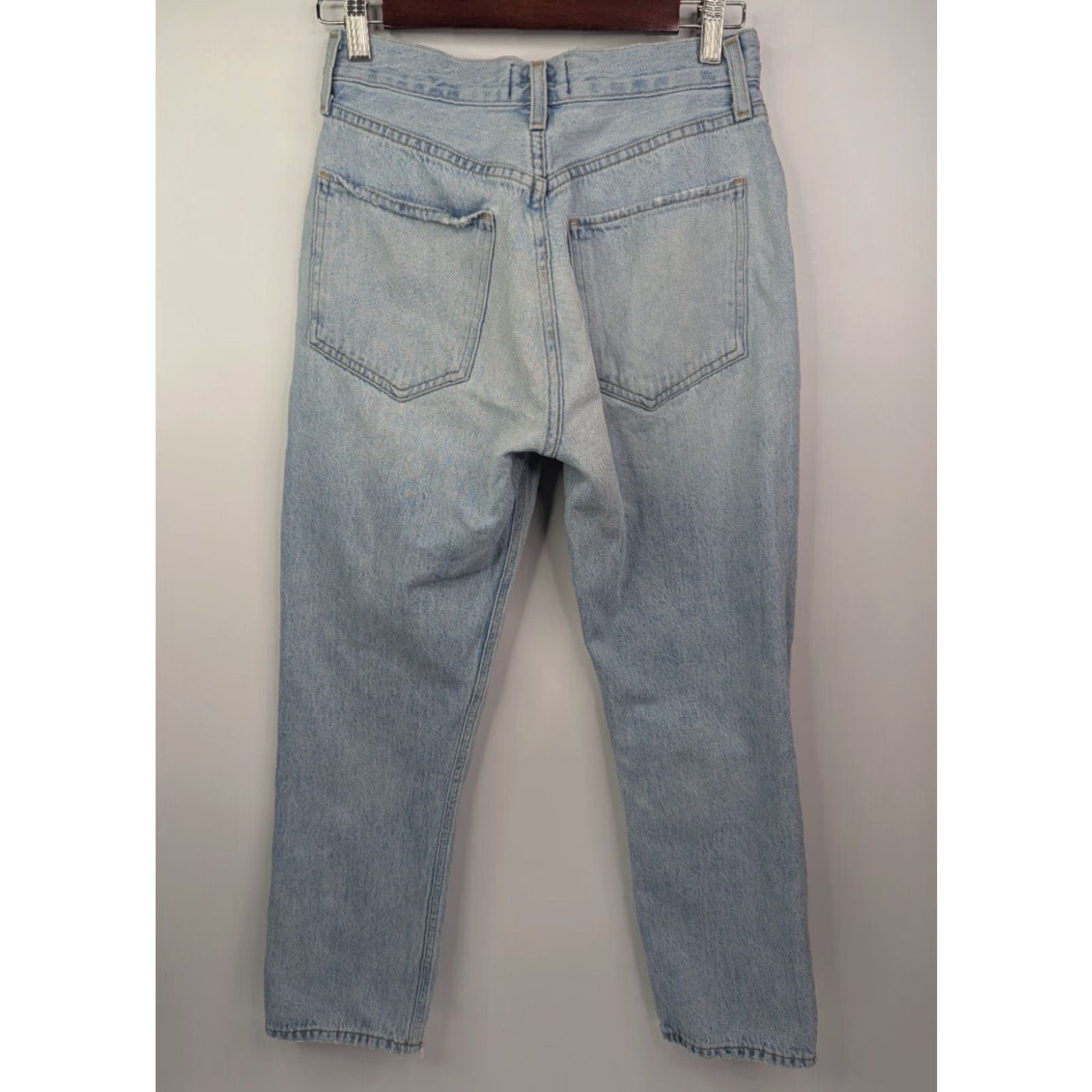 Agolde AGOLDE Riley High Rise Straight Crop Jeans Light Wash 26 A066B-983 Womens Jeans Distressed"} Size 28" / US 6 / IT 42 - 5 Thumbnail