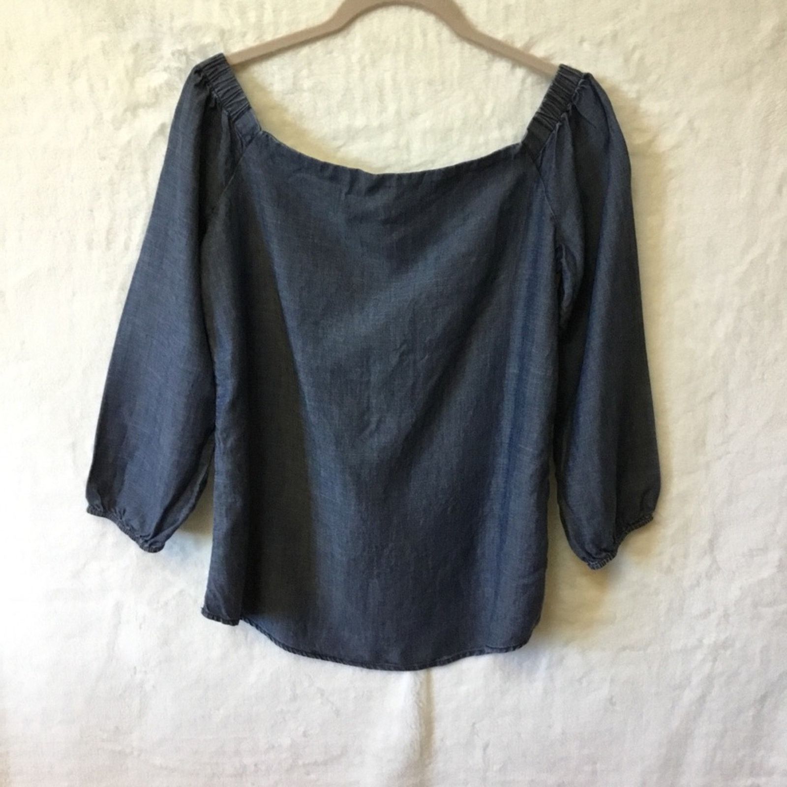 Chicos Chico's Blue Jean Square Neck Long-Sleeve Top Size XS / US 0-2 / IT 36-38 - 2 Thumbnail