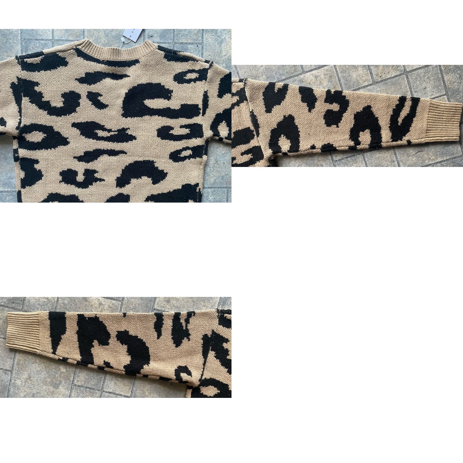 Born Baltic Born WOMENS MEDIUM Sweater Tan + Black Jonas Animal Print NEW WITH TAGS Size M / US 6-8 / IT 42-44 - 10 Thumbnail
