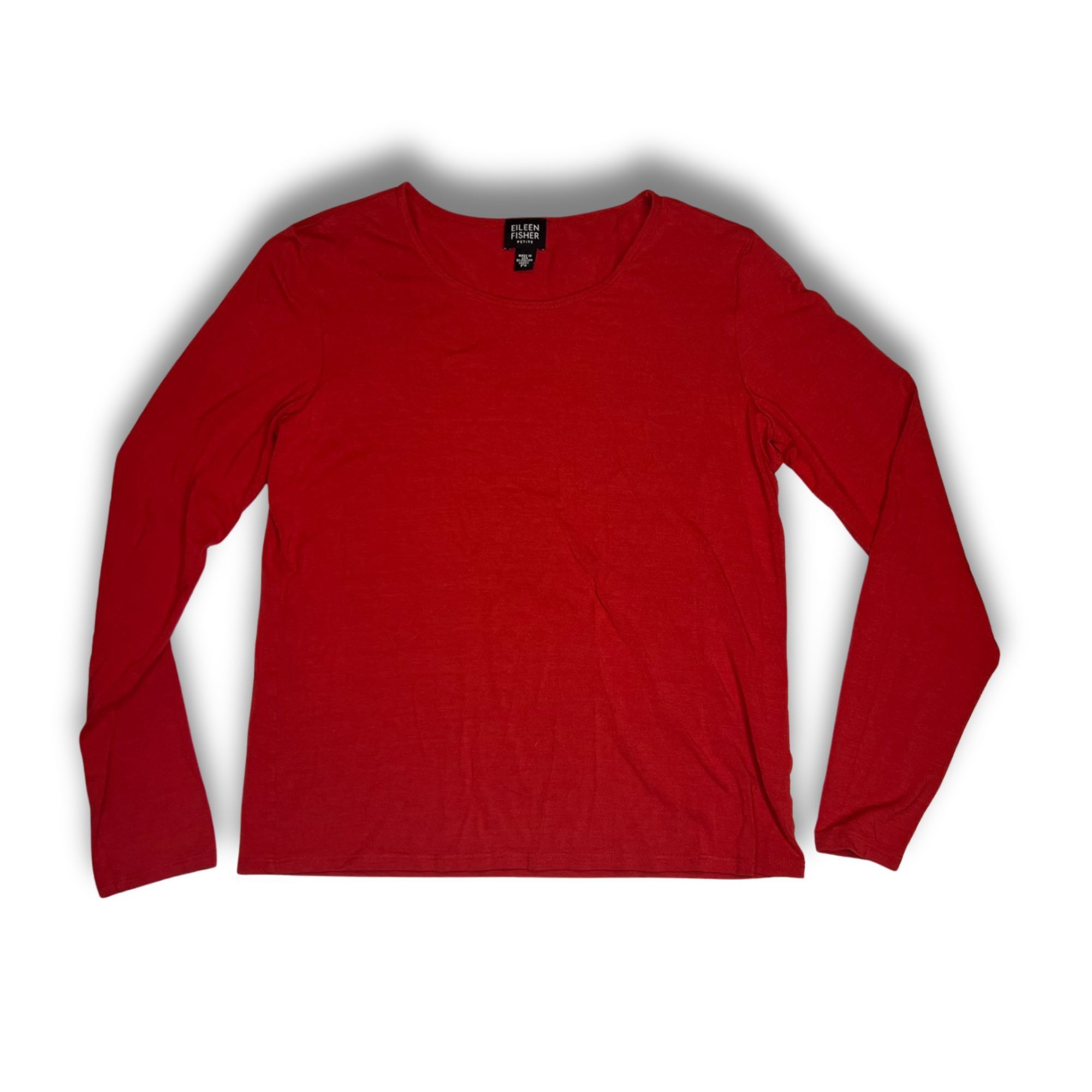 Eileen Fisher Eileen Fisher Red Tencel Crewneck Long Sleeve T-Shirt Womens Size S / US 4 / IT 40 - 4 Thumbnail