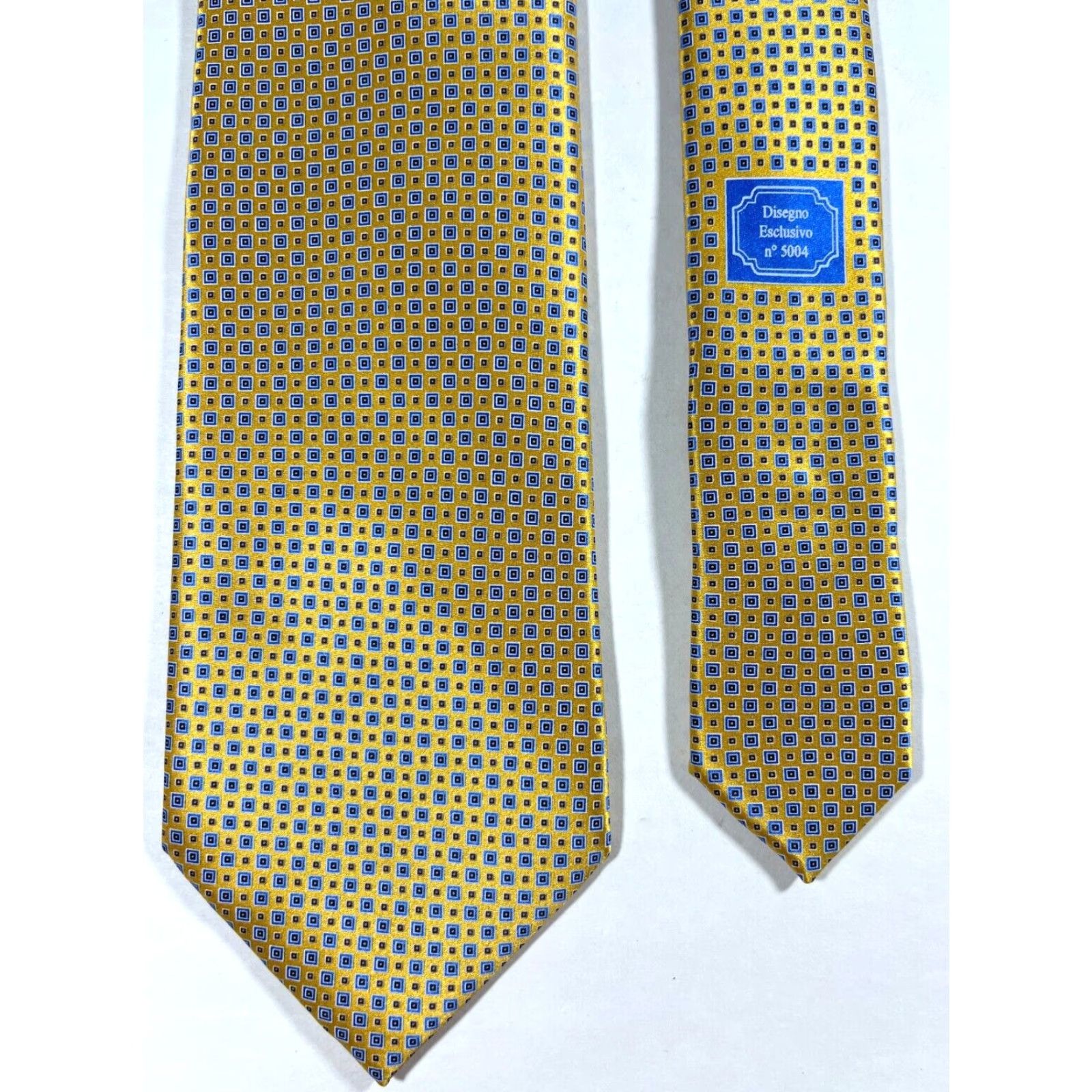 Ermenegildo Zegna Ermenegildo Zegna Tie Mens Classic Silk Yellow Gold Geometric 100% Silk Made in Italy Length 60" Width 3.5" Disegno Esclusivo No. 5004 Size ONE SIZE - 5 Thumbnail