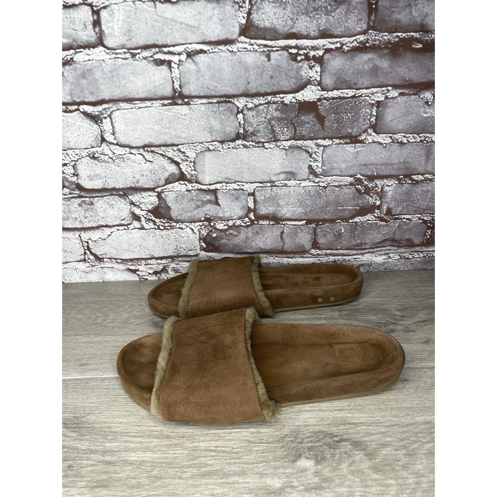 beek Beek Brown Sherpa Lining Brown Suede Leather Slides Sandals Size US 10 / IT 40 - 19 Thumbnail
