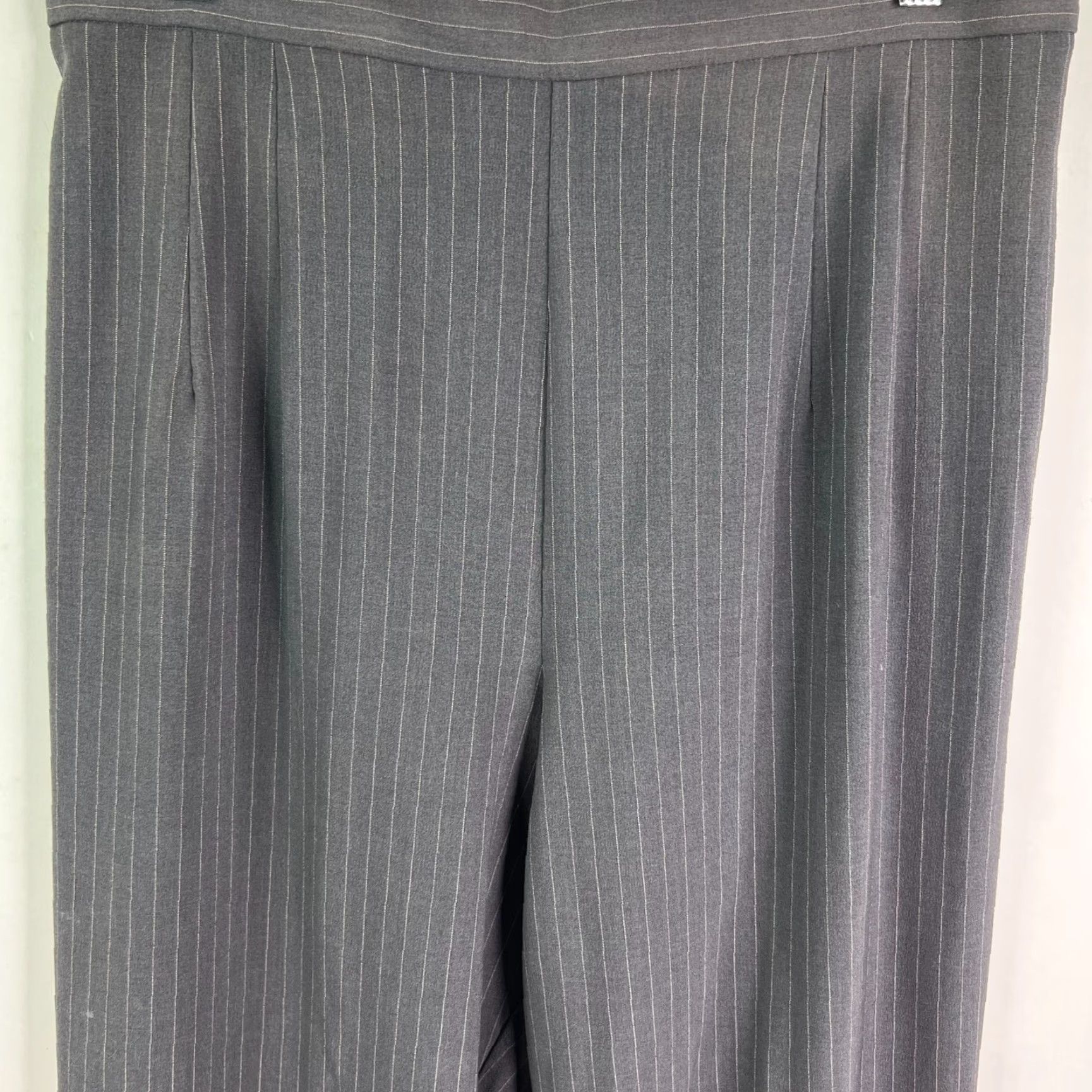 Vintage Larry Levine Gray Striped Stretch Dress Pants Womens Size 14W 34X27 NWOT Size 36" / US 14 / IT 50 - 3 Thumbnail