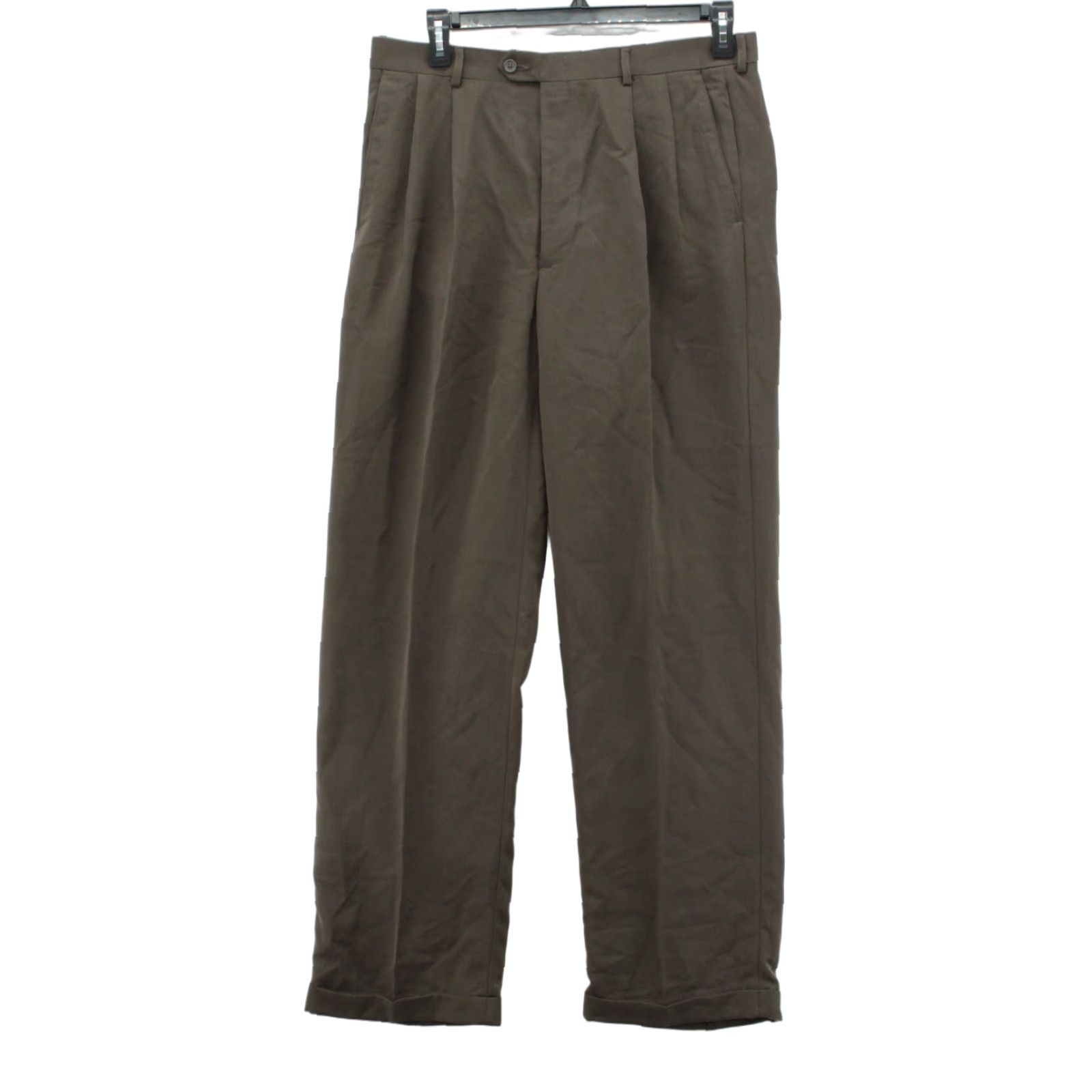 Haggar Haggar Dress Pants Mens 36X32 Brown Pleated Polyester Office Preppy Casual Pants Adult Regular Brown Size US 36 / EU 52 - 1 Thumbnail