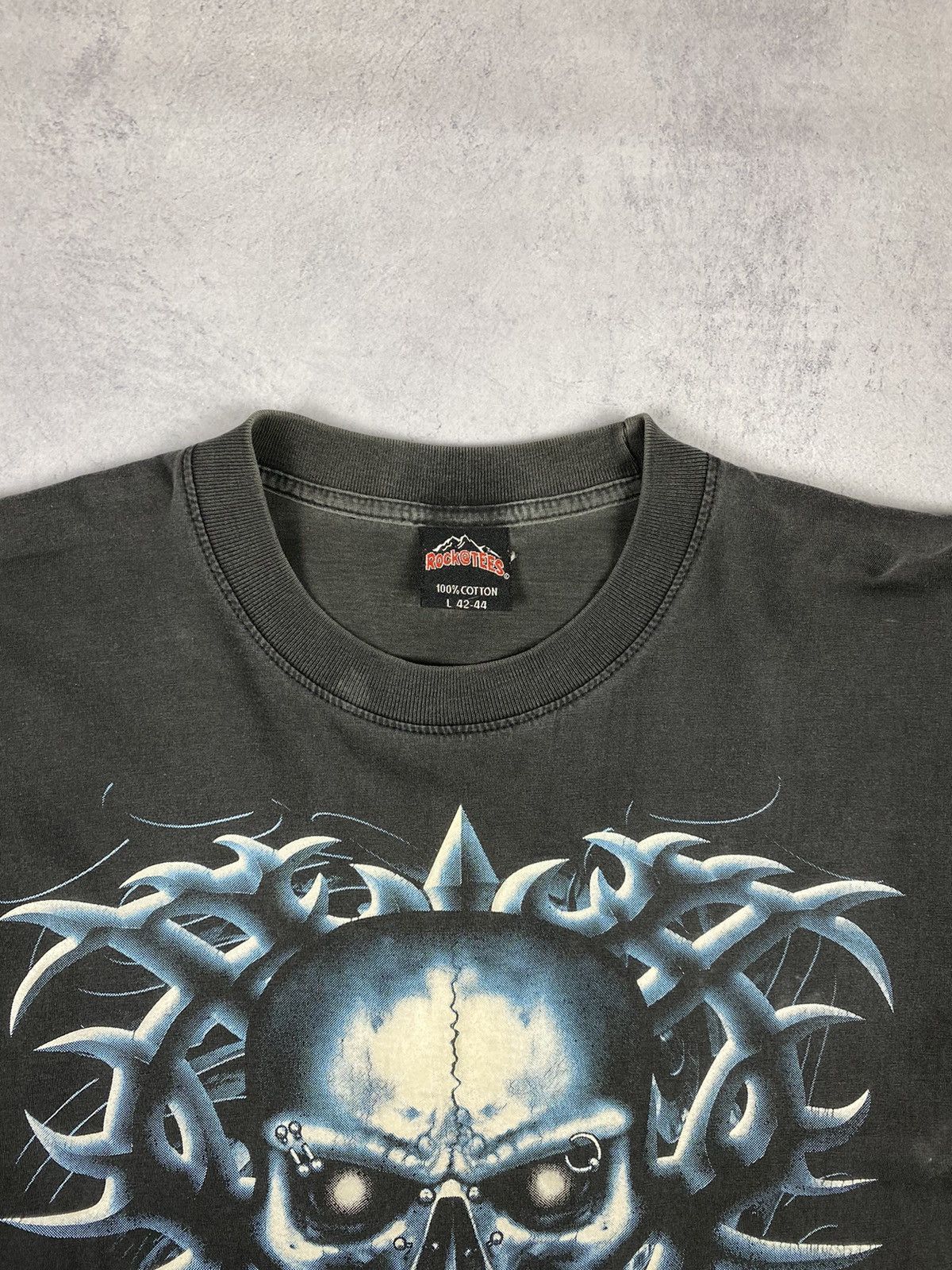 Vintage Vintage Rock y2k Skull Tatty Ed Hardy Style Faded Tee Size US L / EU 52-54 / 3 - 5 Thumbnail
