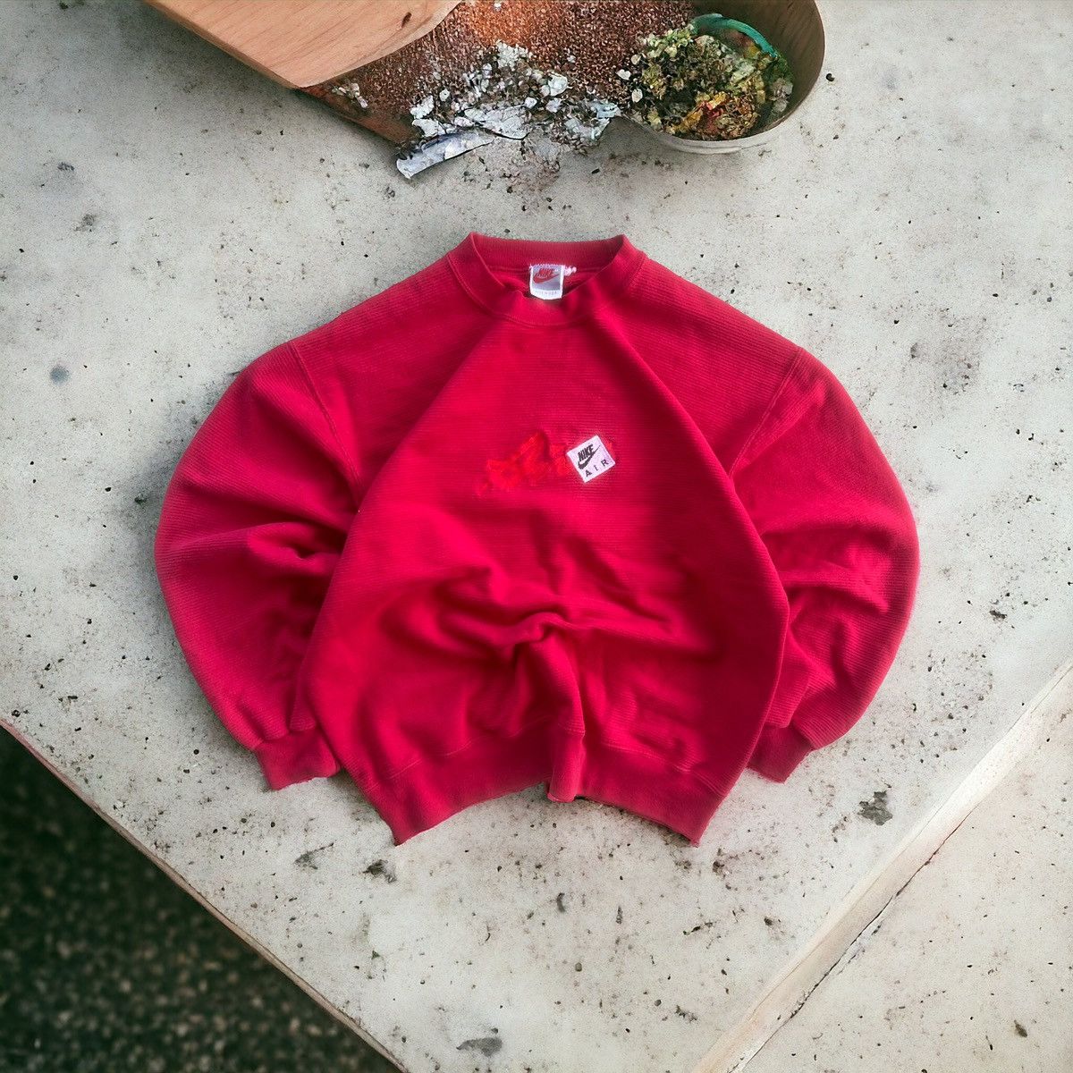 image of 80's Usa Made Nike Air Embroidery Vintage Sweatshirt Pullover in Red, Men's (Size Medium)
