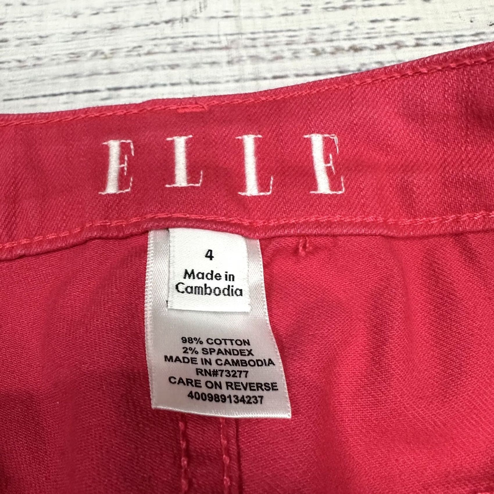 Vintage ELLE Pink Jeans Belted Cotton Straight Leg 4 Women's Pants Regular Size 4 Size 27" / US 4 / IT 40 - 4 Thumbnail