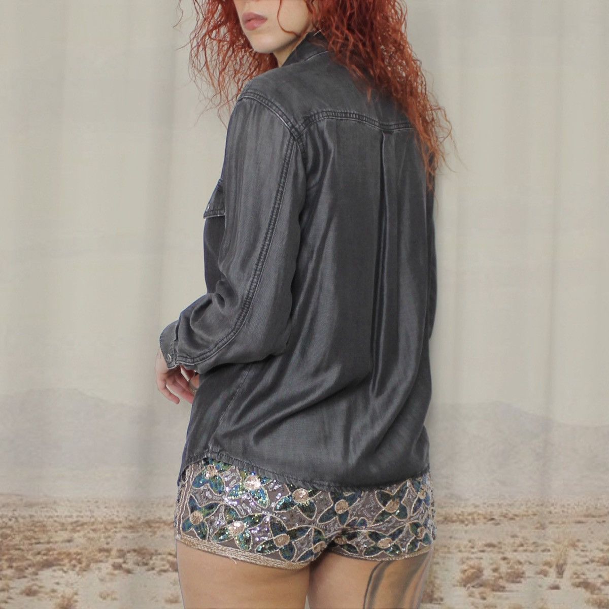 Patrizia Pepe 🐺DENIM BUTTON UP SHIRT🐺 Size S / US 4 / IT 40 - 3 Thumbnail