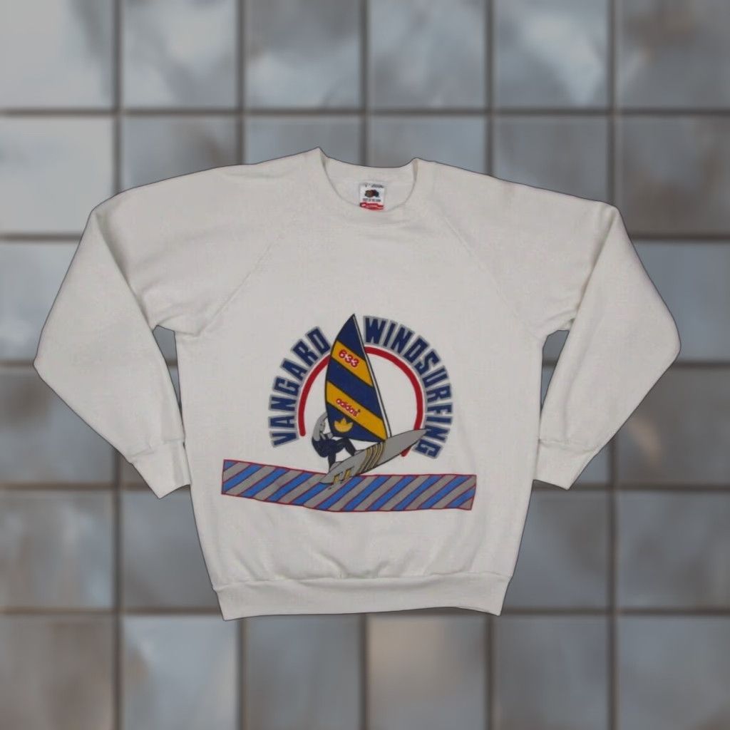 Fruit Of The Loom VINTAGE Vanguard Windsurfing Mens White Pullover FRUIT OF THE LOOM Sweatshirt L Size US L / EU 52-54 / 3 - 1 Thumbnail