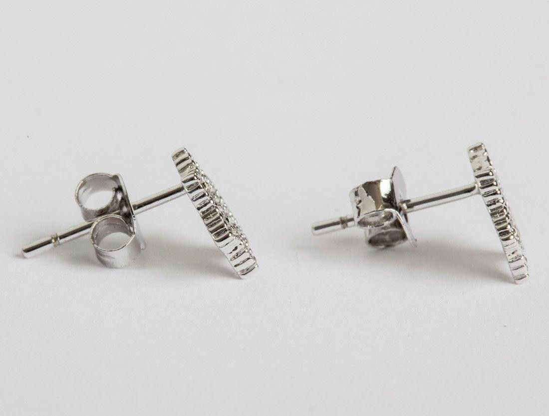Designer Sterling Silver Pave Cubic Zirconia Star David Stud Earrings Size ONE SIZE - 2 Thumbnail