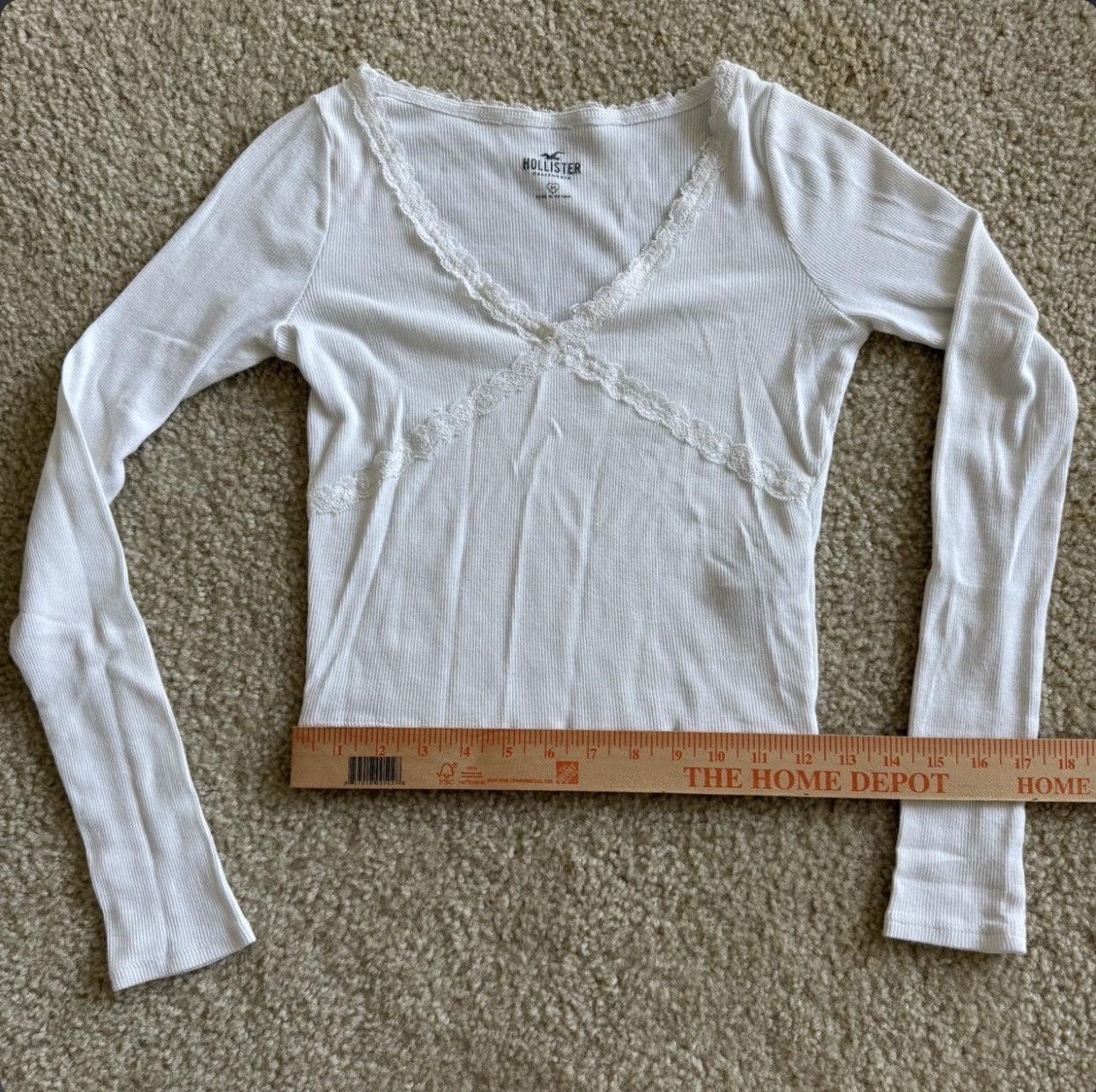 Hollister hollister white v-neck laced long sleeve top Size M / US 6-8 / IT 42-44 - 4 Thumbnail