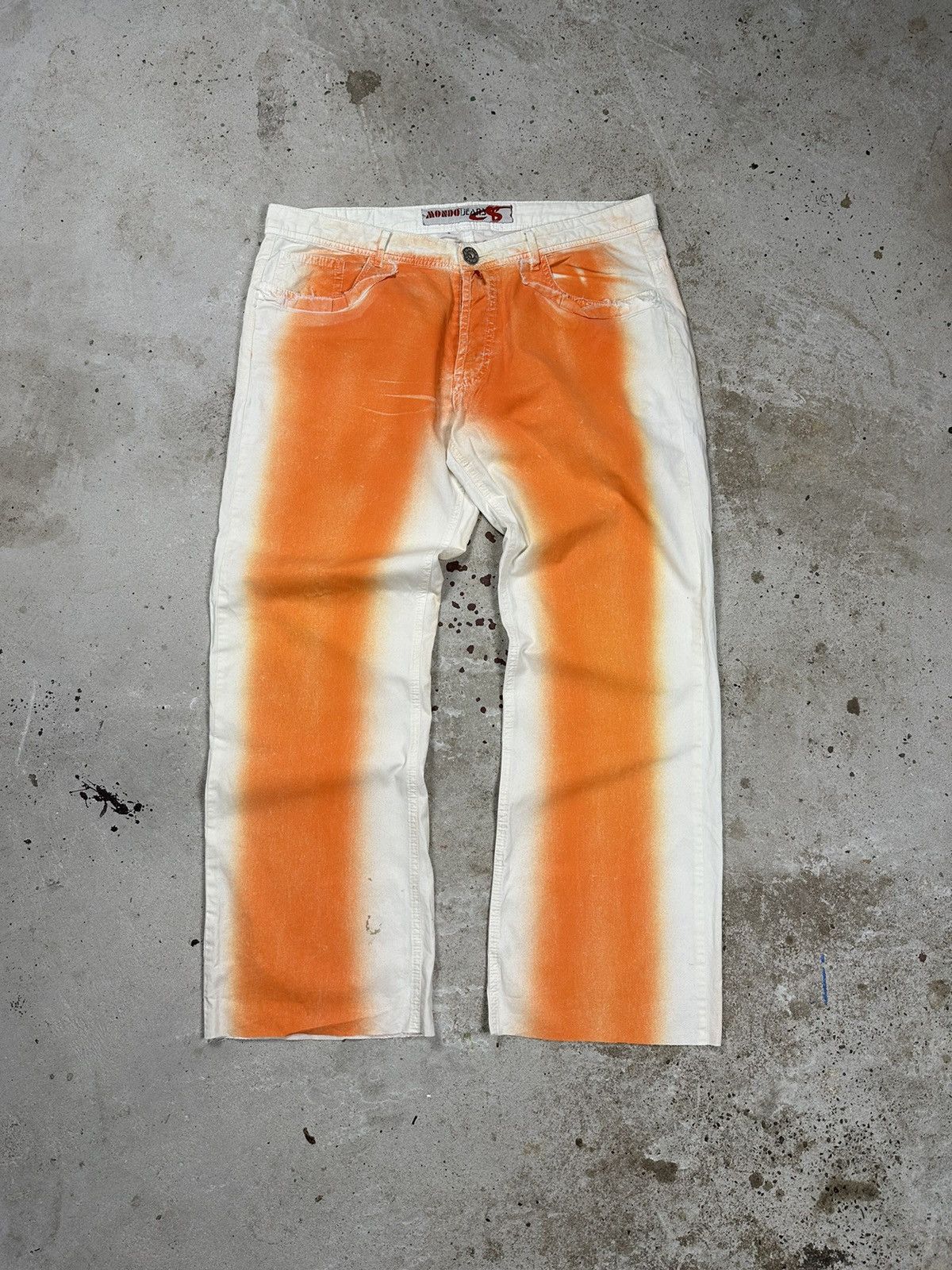 Japanese Brand × Vintage Vintage y2k Orange and White Washed Casual Pants Size US 36 / EU 52 - 1 Thumbnail