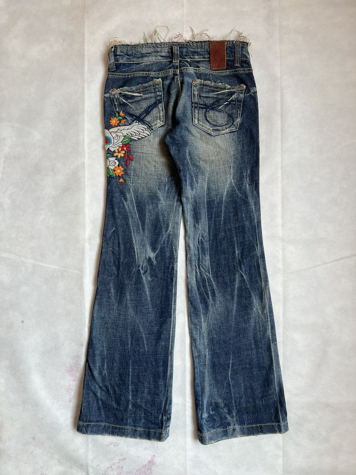 Japanese Brand Red Pepper Flare Denim Skulls Punk Washed Denim Size 30" / US 8 / IT 44 - 9 Thumbnail