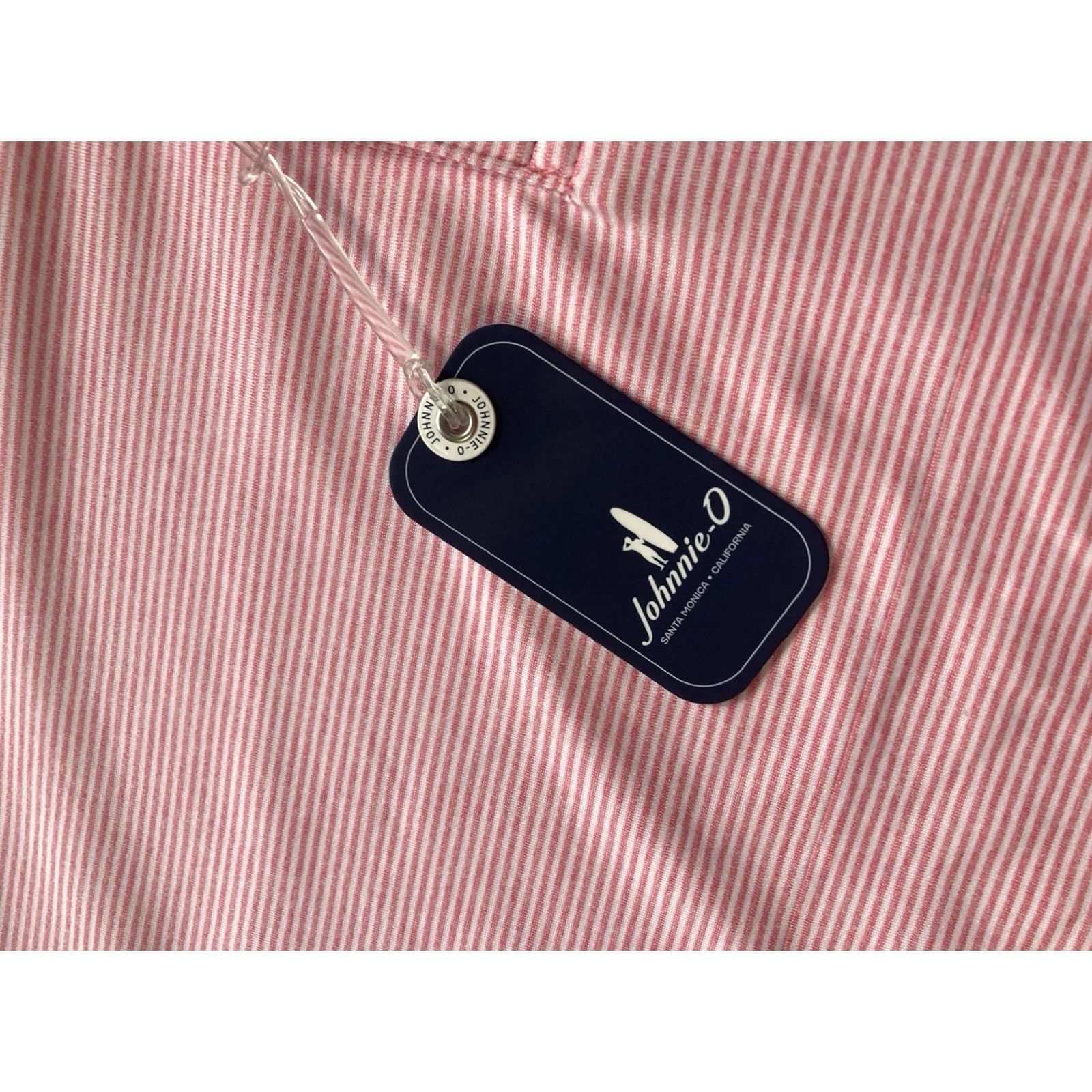 johnnie-O johnnie-O Lyndon Polo Shirt Mens Medium Pink Striped Performance Golf Shirt New with Tags Size US M / EU 48-50 / 2 - 4 Thumbnail