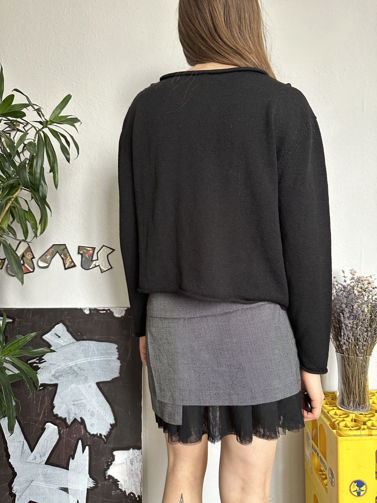 Designer Unique Designer Wool Blend Fringe Knit Crop Pullover Size L / US 10 / IT 46 - 8 Thumbnail