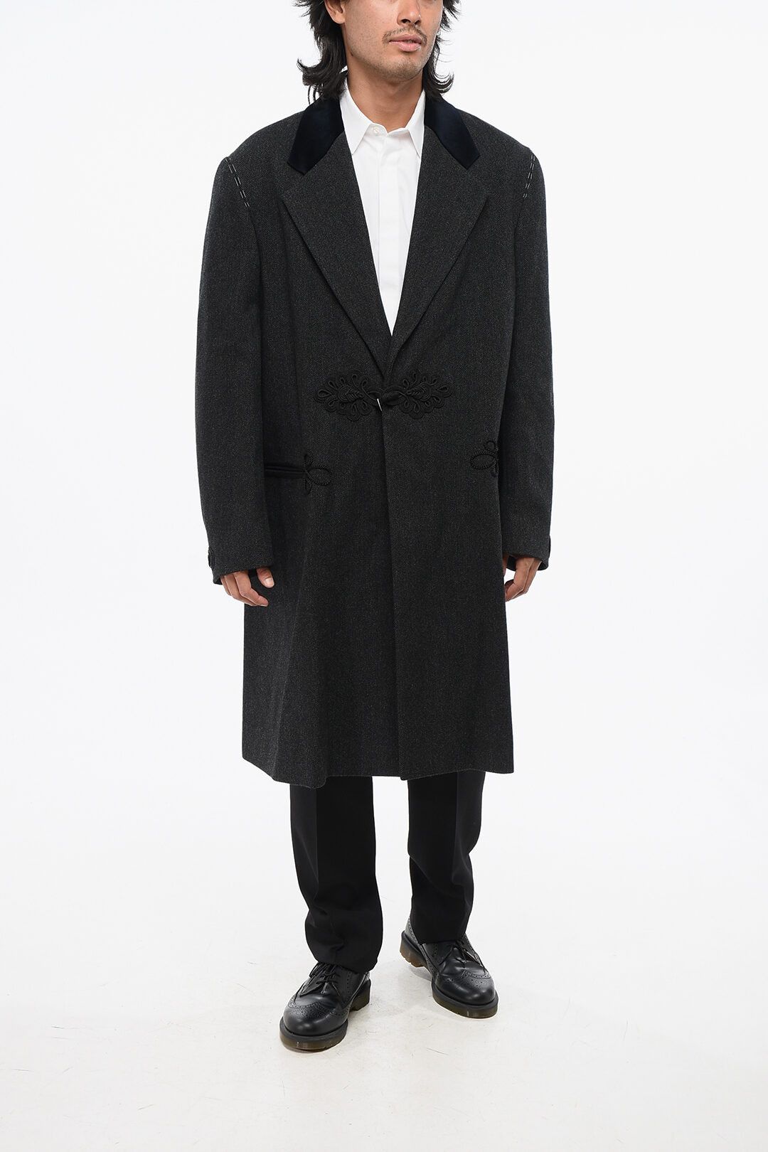 Maison Margiela og1mm0825 Wool Maxi Coat in Black Size US S / EU 44-46 / 1 - 4 Thumbnail