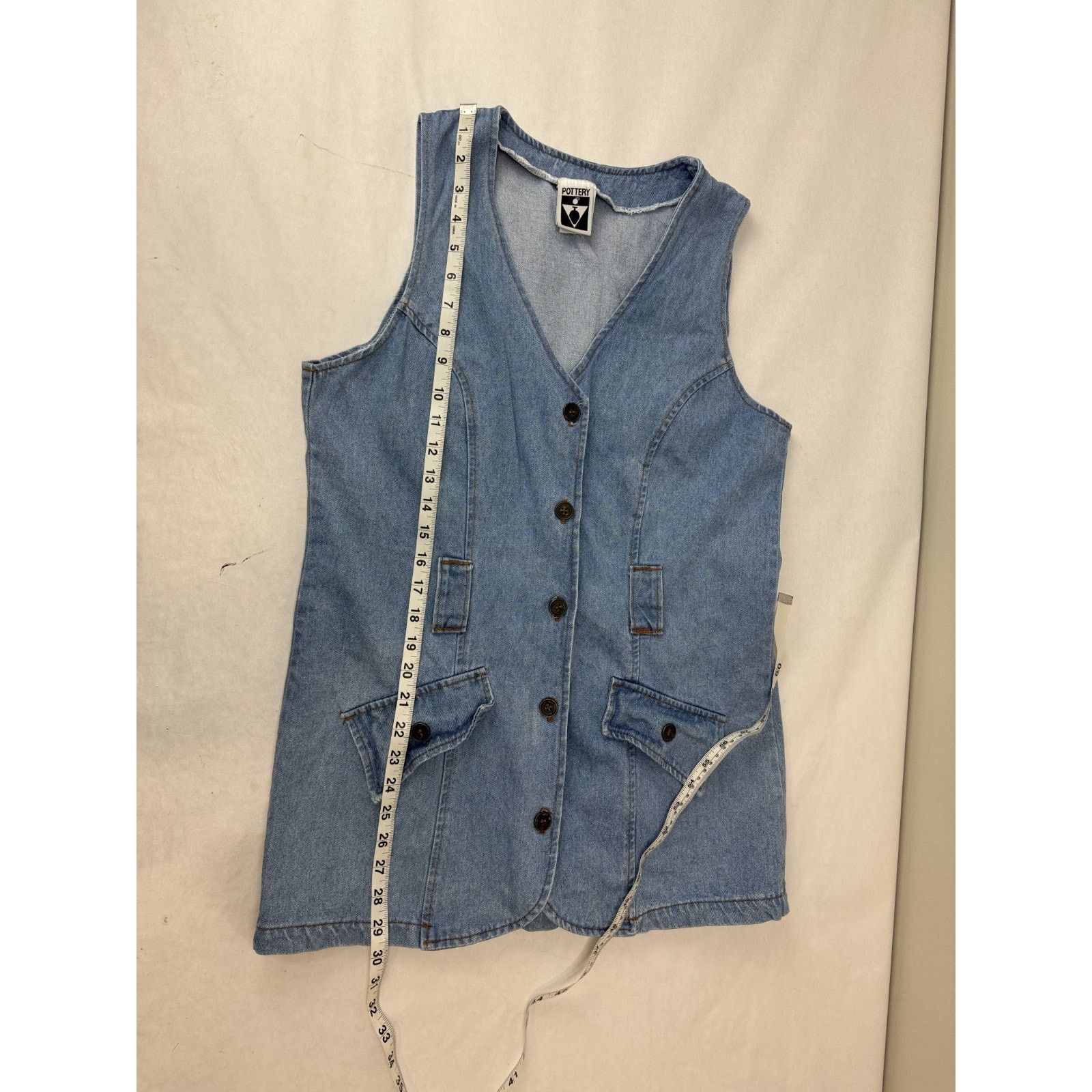 Other Vintage 90s Denim Sleeveless Jumper Dress Grunge Y2K Large Size L / US 10 / IT 46 - 6 Thumbnail