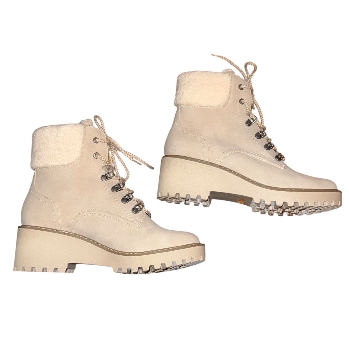 Dolce Vita DV by Dolce Vita Russit Sherpa trim laced wedge ankle boots Size US 9.5 / IT 39.5 - 4 Thumbnail