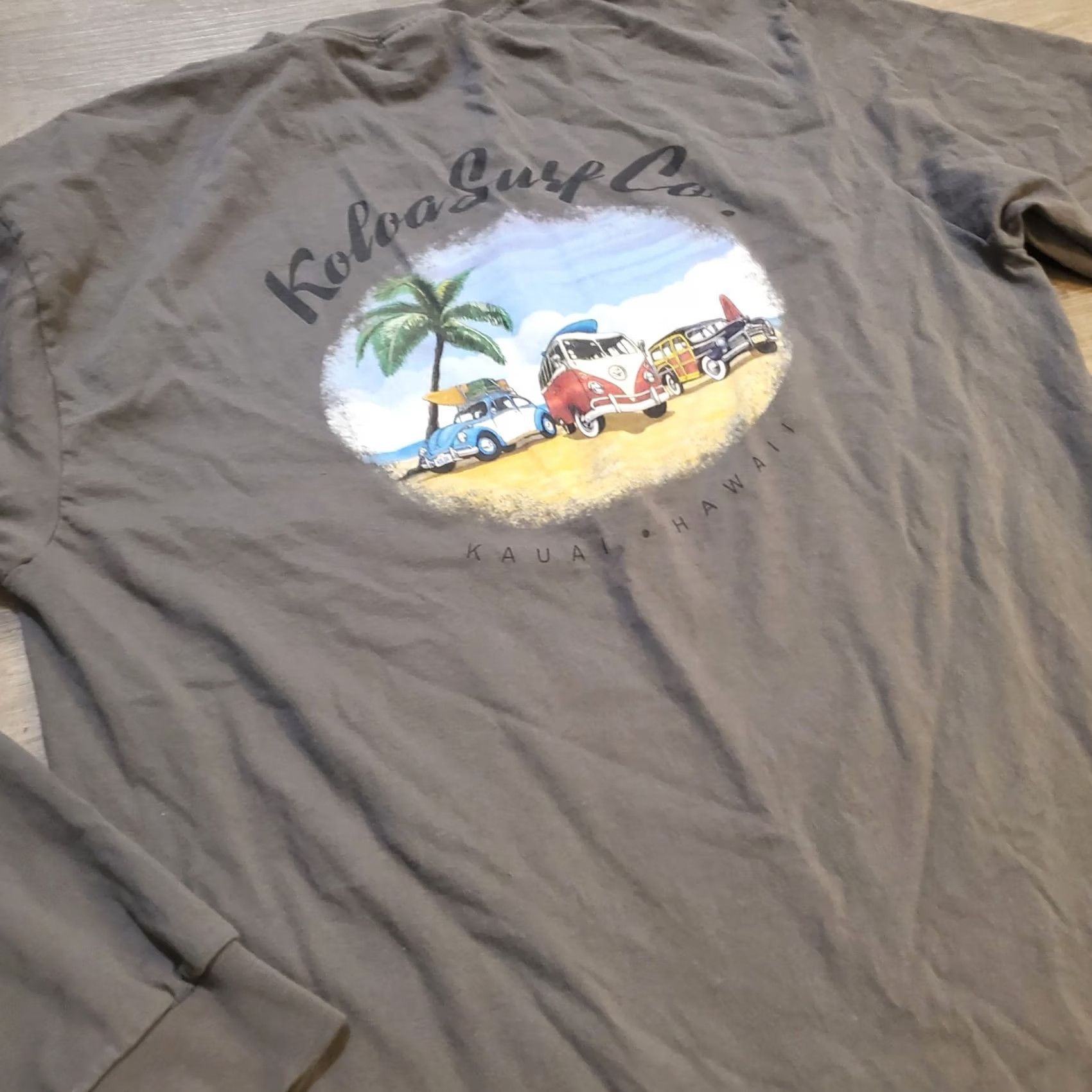 Vintage KOLOA Shirt Mens XLT Gray Surf Graphic Long Sleeve Hawaii Surfer Volkswagen Size US XL / EU 56 / 4 - 3 Thumbnail