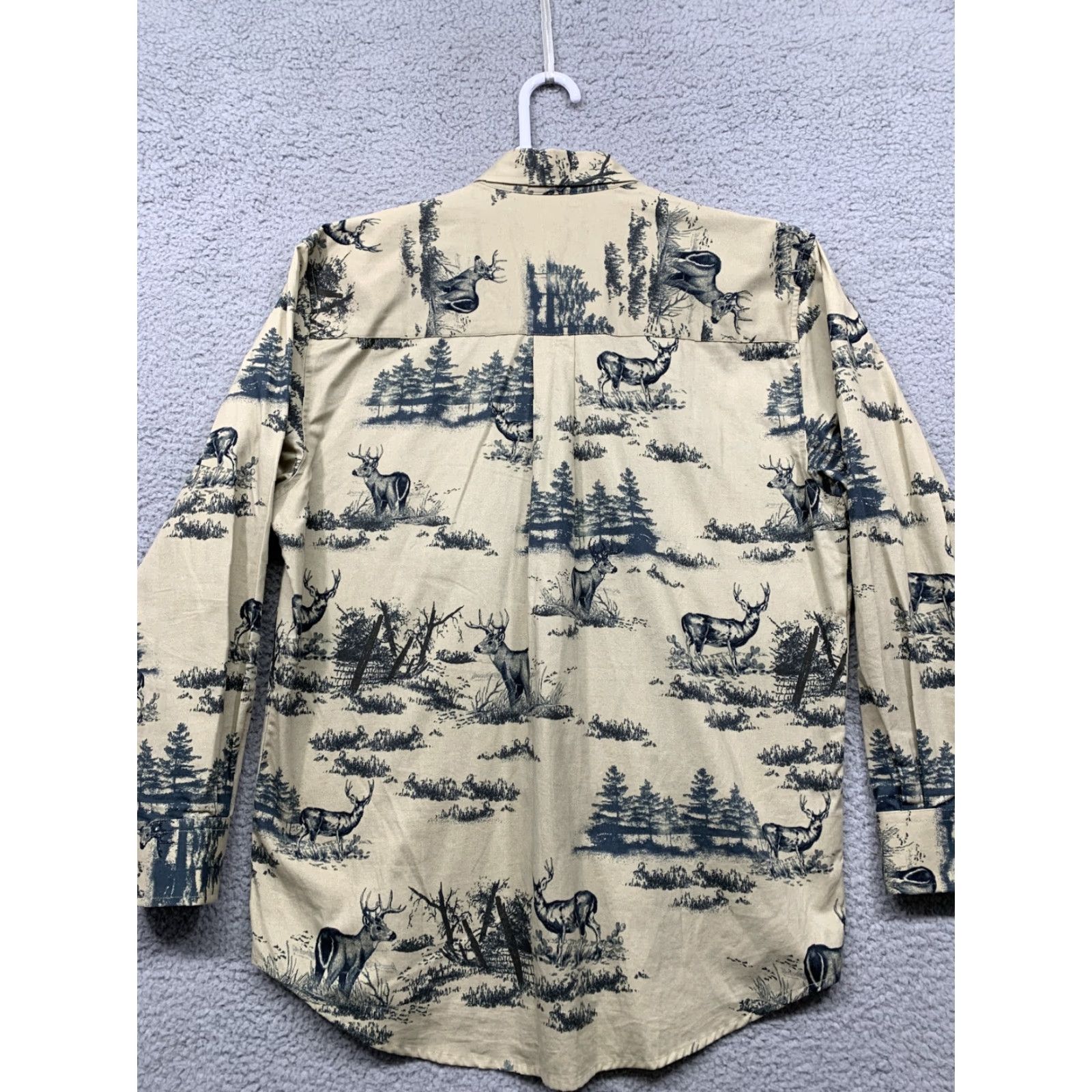Vintage Natural Issue Mens Shirt S Wrinkle Free Tan Dark Green Black Bucks 1 Pocket Soft Size US S / EU 44-46 / 1 - 6 Thumbnail