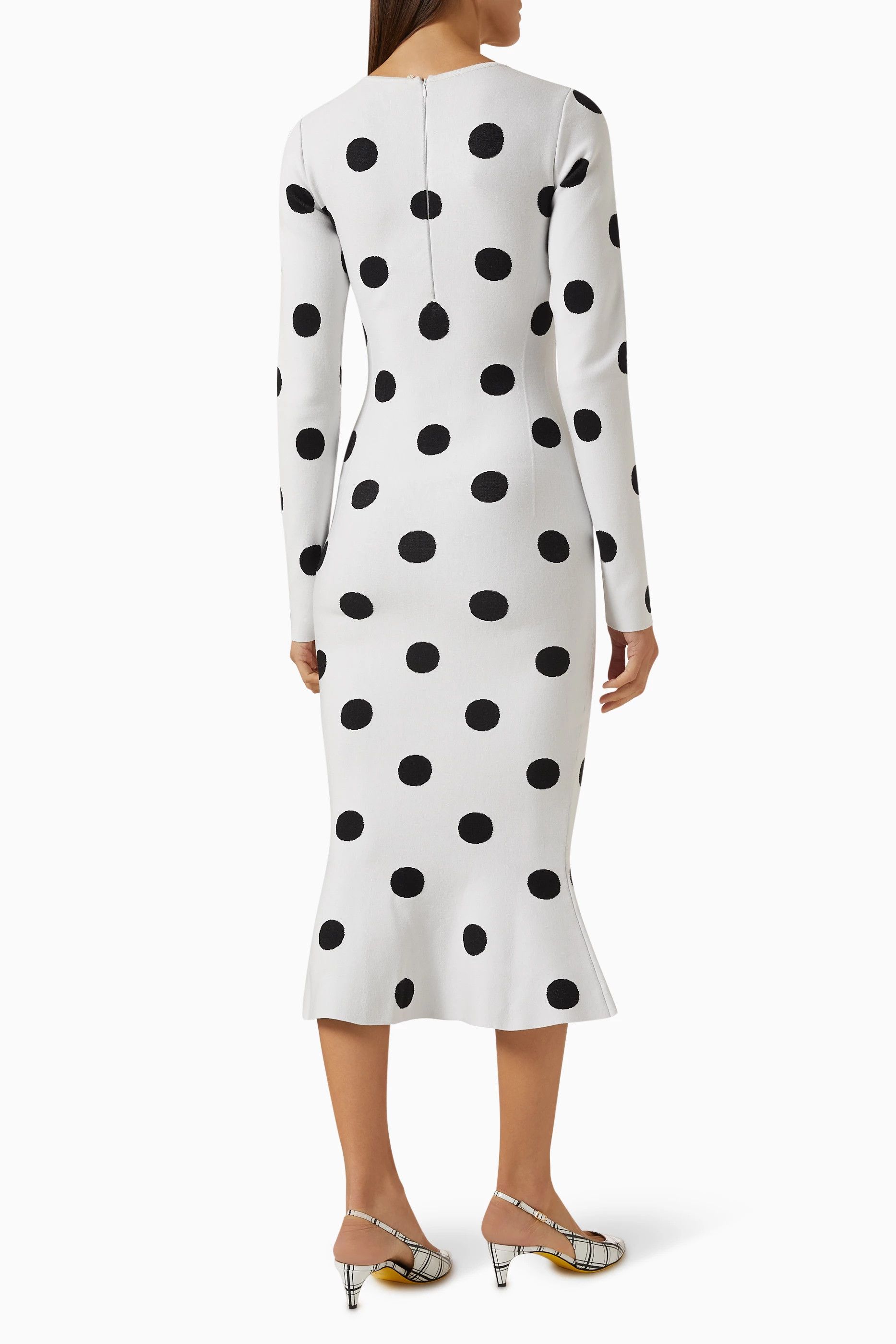 Marni o1w1db10824 Polka Dots Midi Dress in White Black Size S / US 4 / IT 40 - 3 Thumbnail
