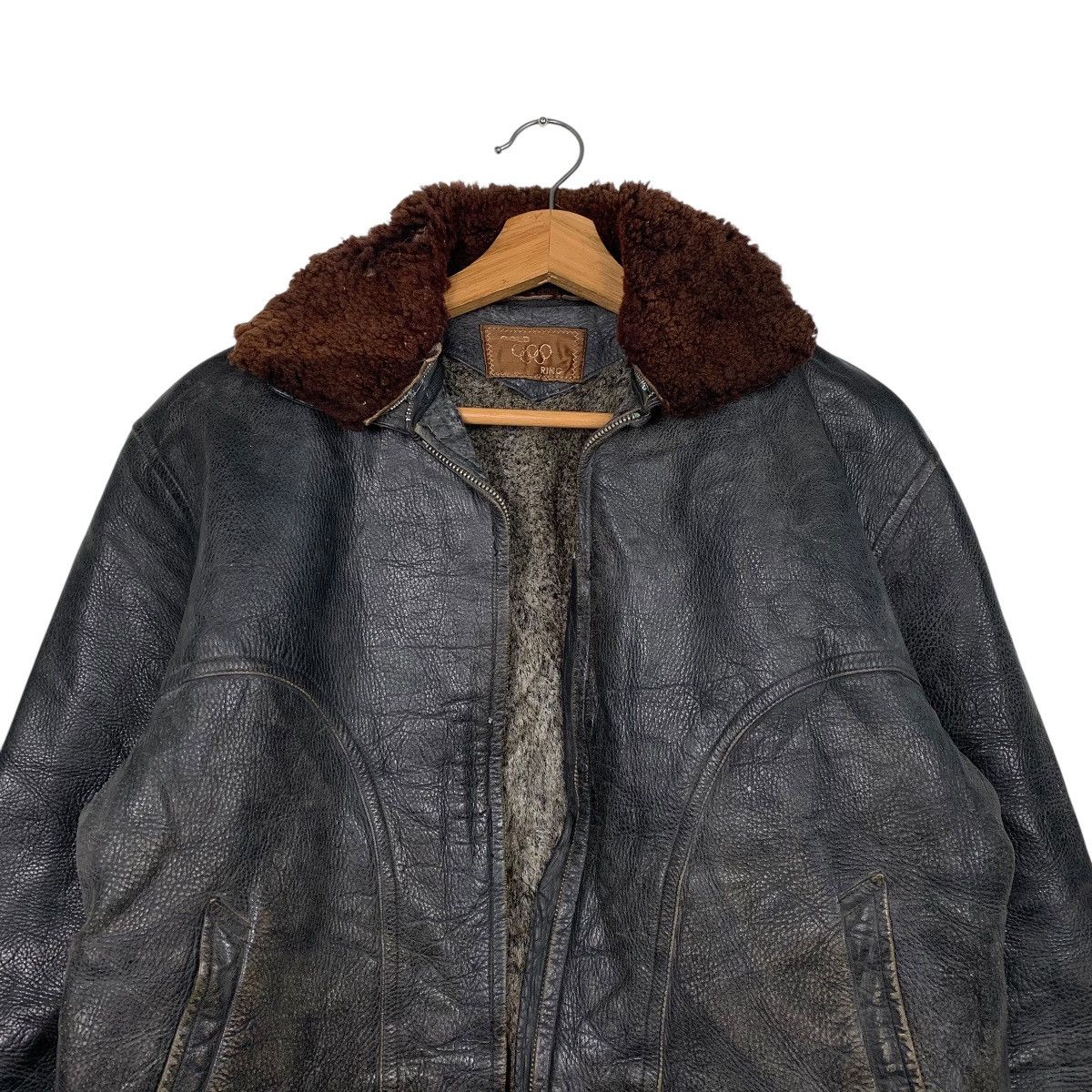 Japanese Brand Japanese Brand Gold Ring Leather Jacket Size US M / EU 48-50 / 2 - 2 Thumbnail