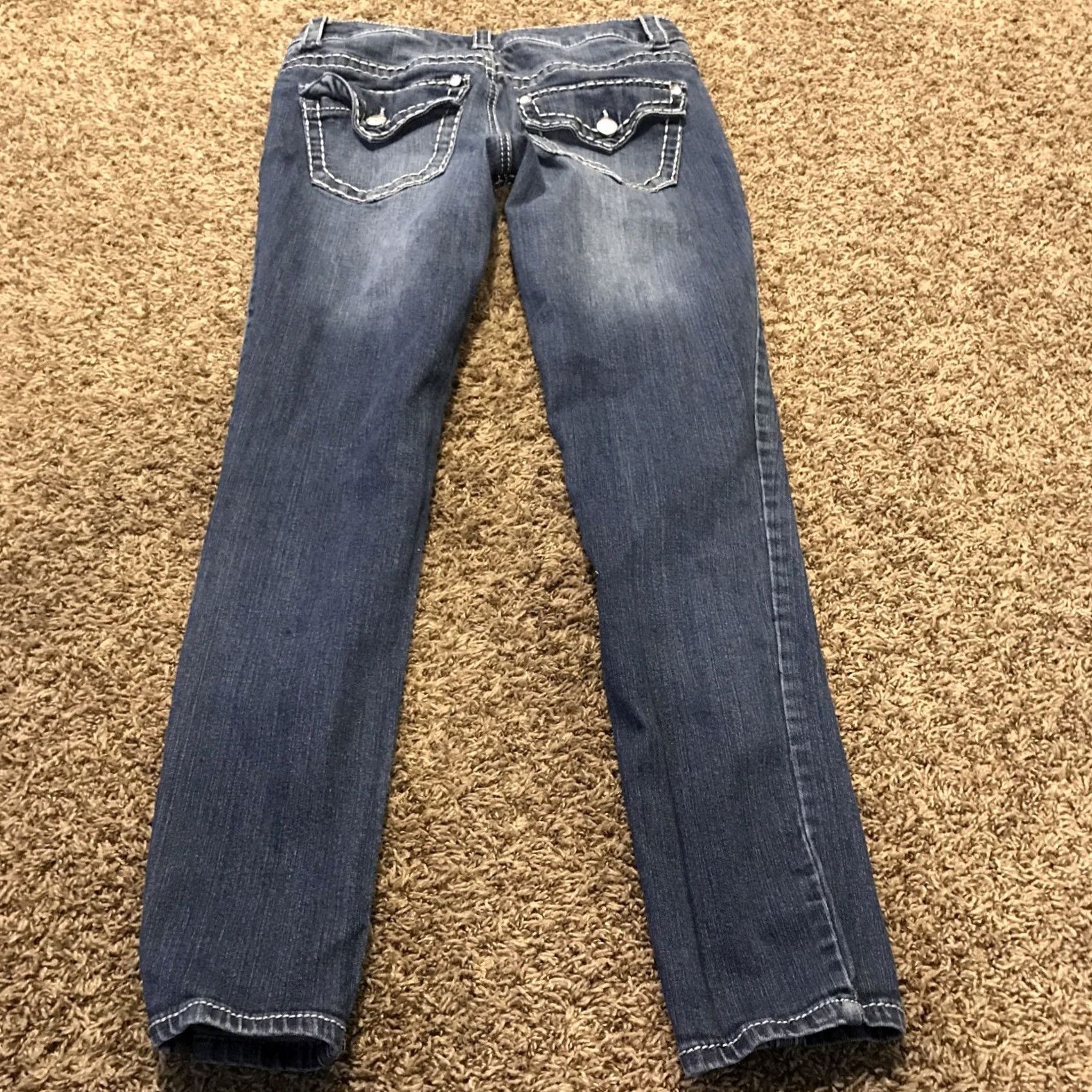 Vintage Womens Jeans Skinny Denim Paisley Blue Cotton Blend 28x29 Slim Rise Low 6.5-8.5in A18 SkinnyJeans Size 27" / US 4 / IT 40 - 3 Thumbnail