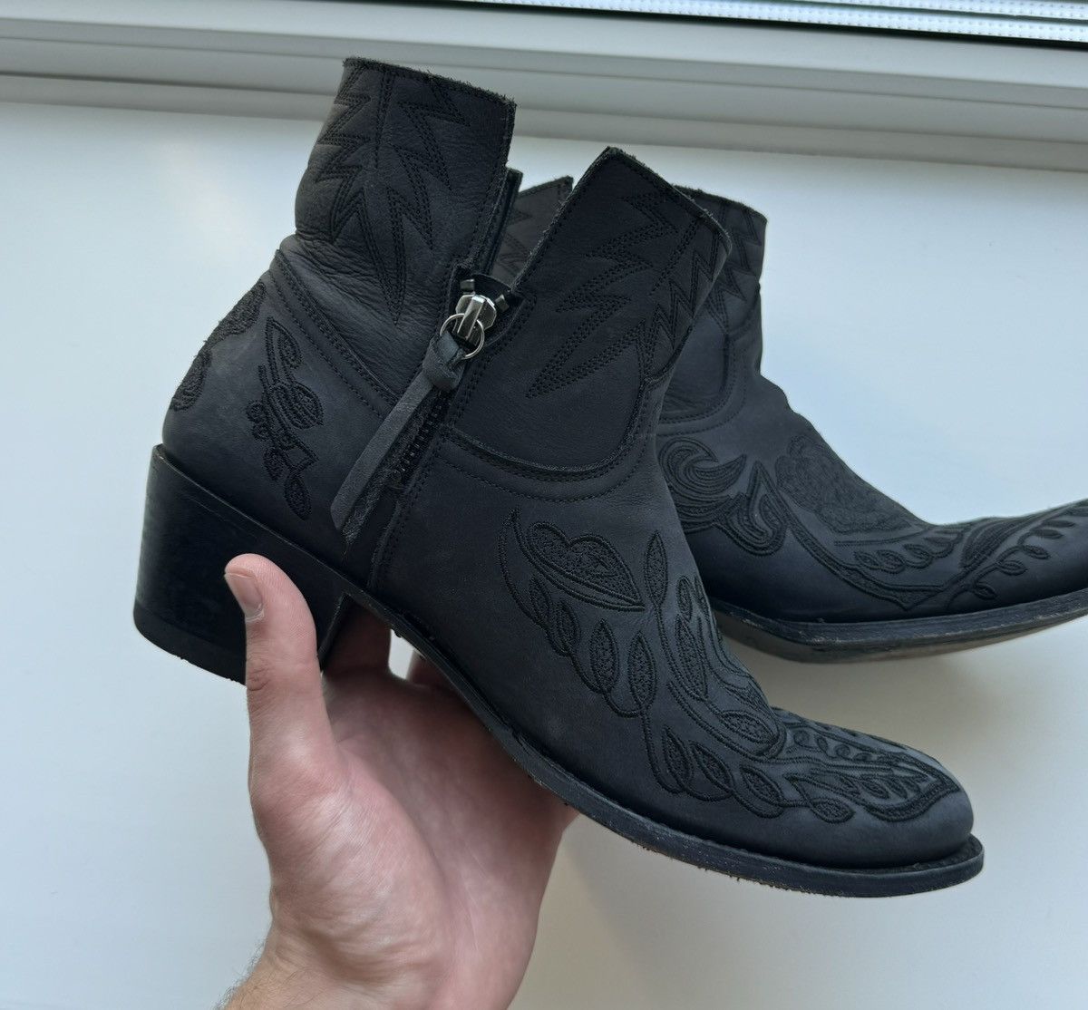 Sendra × Vintage Sendra 39 Wmns black leather cowboy boots hi top Size US 9 / IT 39 - 19 Thumbnail