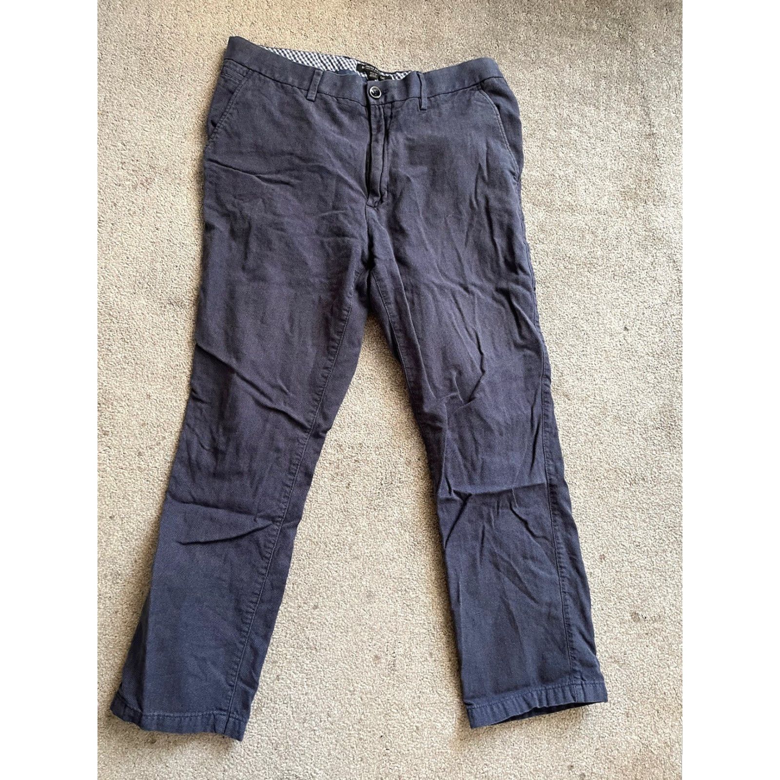 Banana Republic Banana Republic Kentfield Pant Straight Fit Dress Chino 34x27 Blue Solid Casual Formal Party/Cocktail Travel Men) Size US 34 / EU 50 - 2 Thumbnail