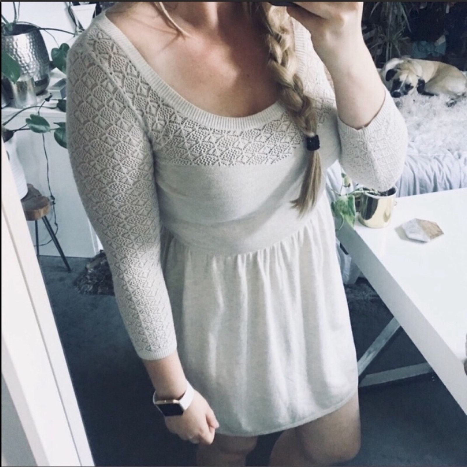 American Eagle Outfitters AMERICAN EAGLE Open Weave Oatmeal Sweater Dress M Size M / US 6-8 / IT 42-44 - 6 Thumbnail