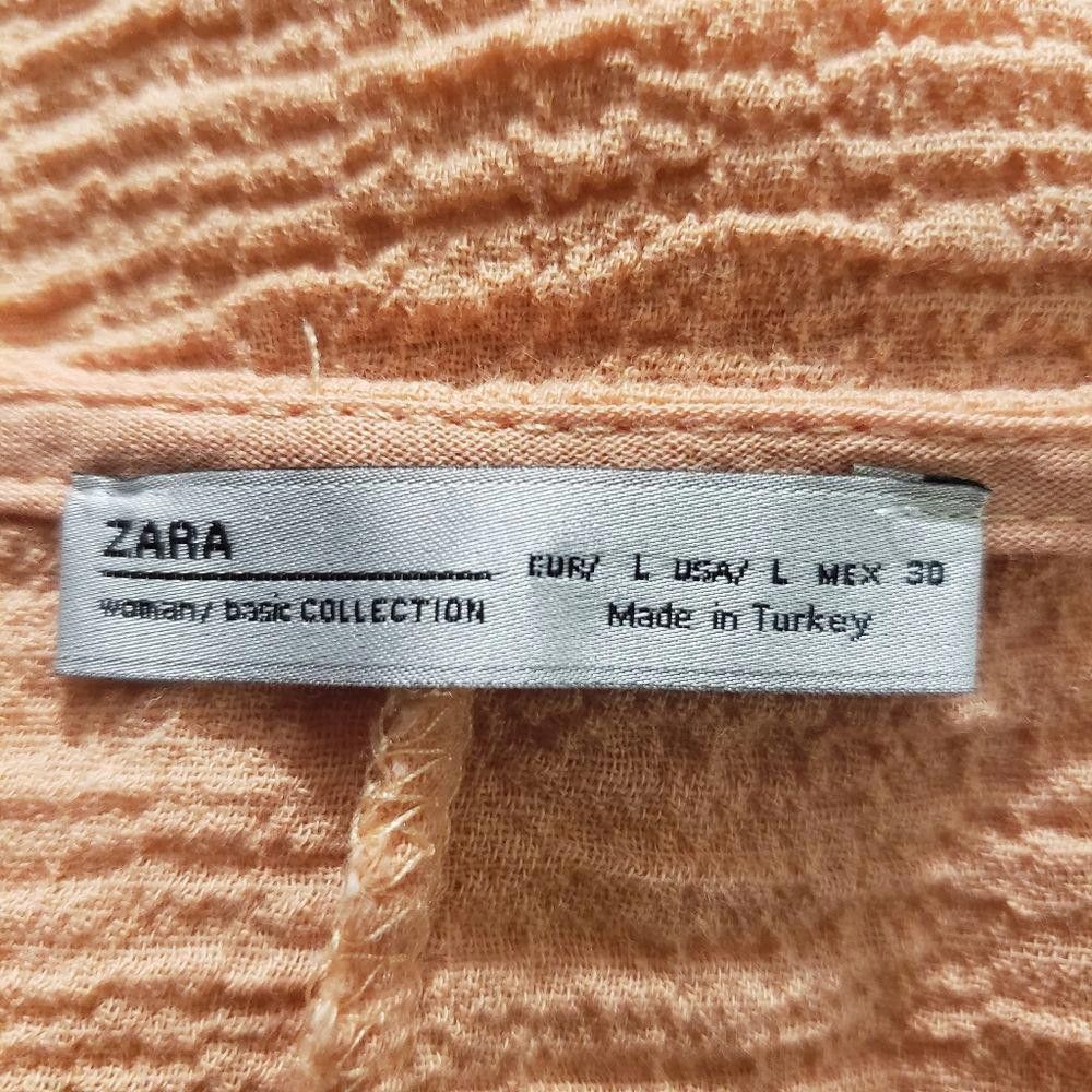 Zara CT1121a Zara Peach Lafies Blouse with Rauched Sleeves Large Size L / US 10 / IT 46 - 6 Thumbnail