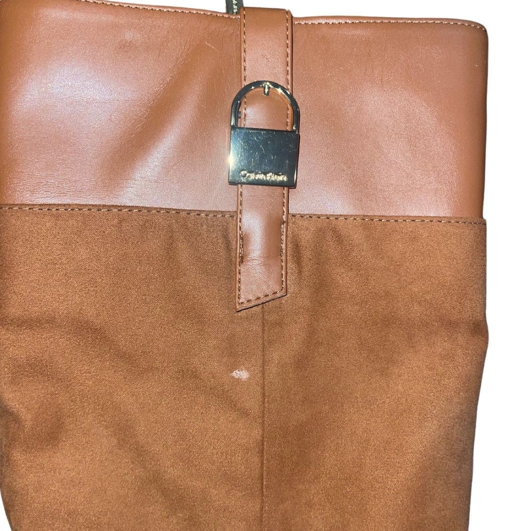 Calvin Klein Cosetta Faux Suede High Calf Tall Boots Heel Classy Boho Chi Size US 9 / IT 39 - 4 Thumbnail