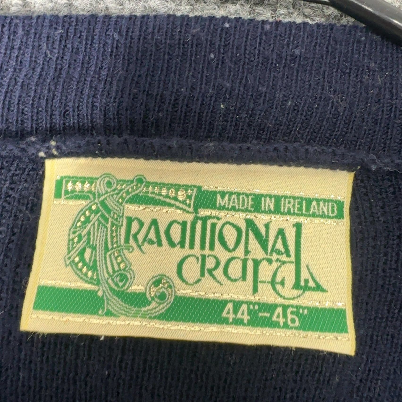 Vintage VINTAGE Traditional Craft Ireland Sweater Mens XL Navy Blue V-Neck Shamrock Knit Size US XL / EU 56 / 4 - 3 Thumbnail