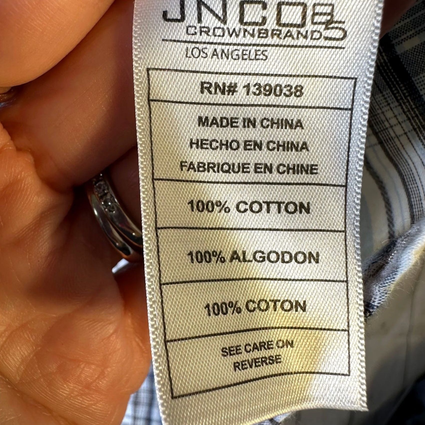 JNCO JNCO Crown Brand Mens Blue White Plaid Short Sleeve Western Button Up Shirt L Size US L / EU 52-54 / 3 - 5 Thumbnail