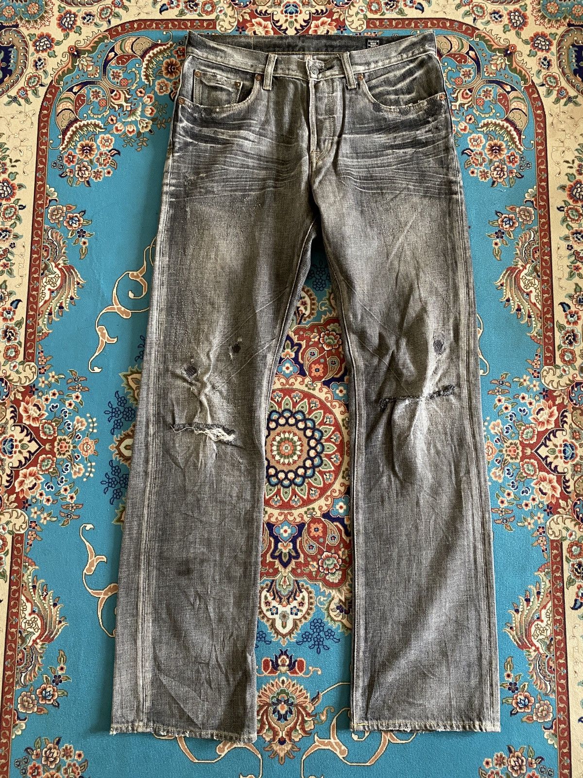 Japanese Brand Japanese Brand Bartack Distressed Denim Size US 31 - 2 Thumbnail