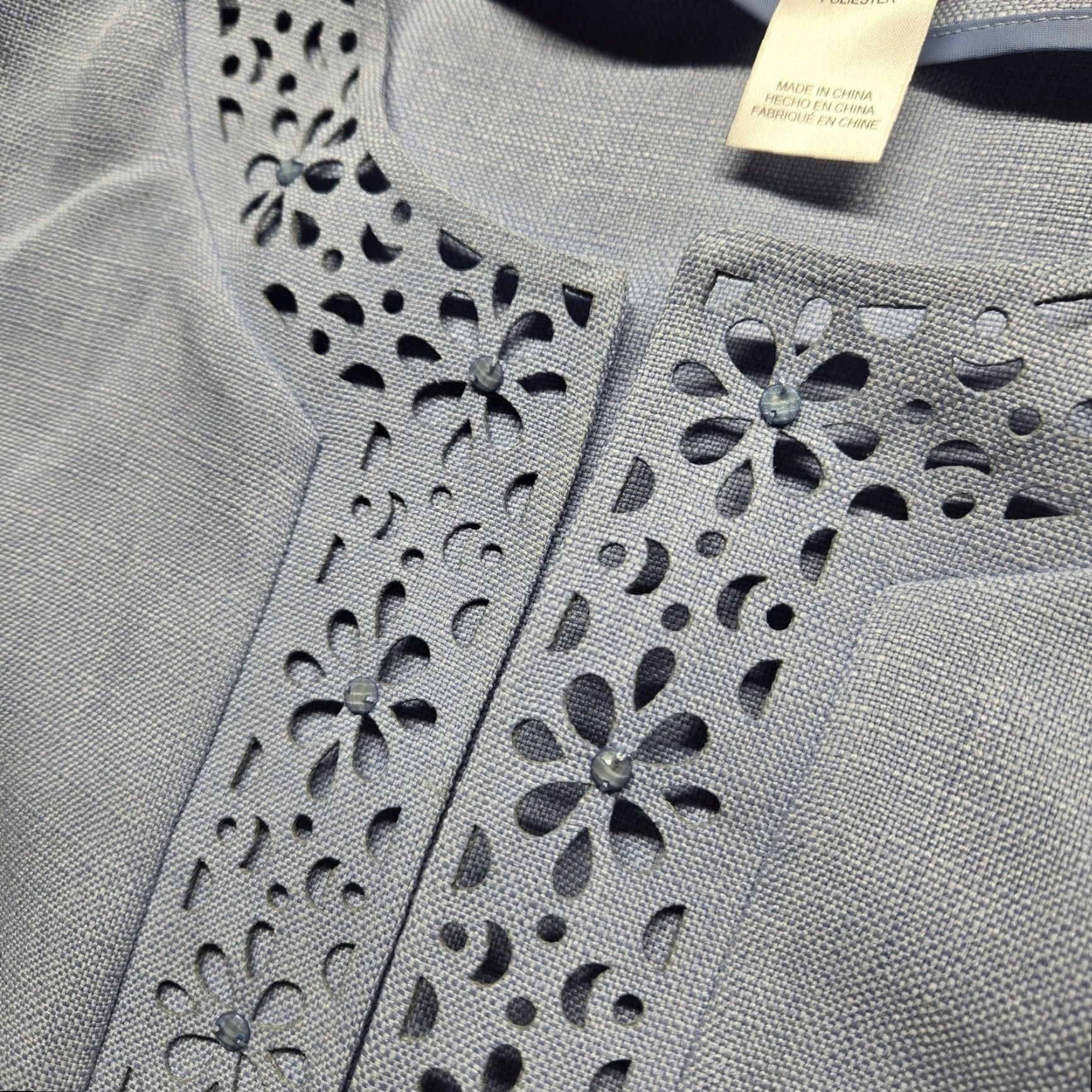 Vintage Alfred Dunner Blue Floral Embroidered Coat Jacket 12 Womens 3/4 Sleeve Adult Size XL / US 12-14 / IT 48-50 - 4 Thumbnail