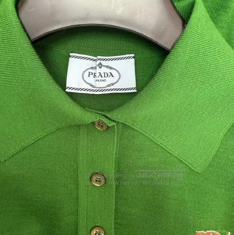 Prada Prada Green Wool Logo Short Sleeve Knit Top. Size M / US 6-8 / IT 42-44 - 4 Thumbnail