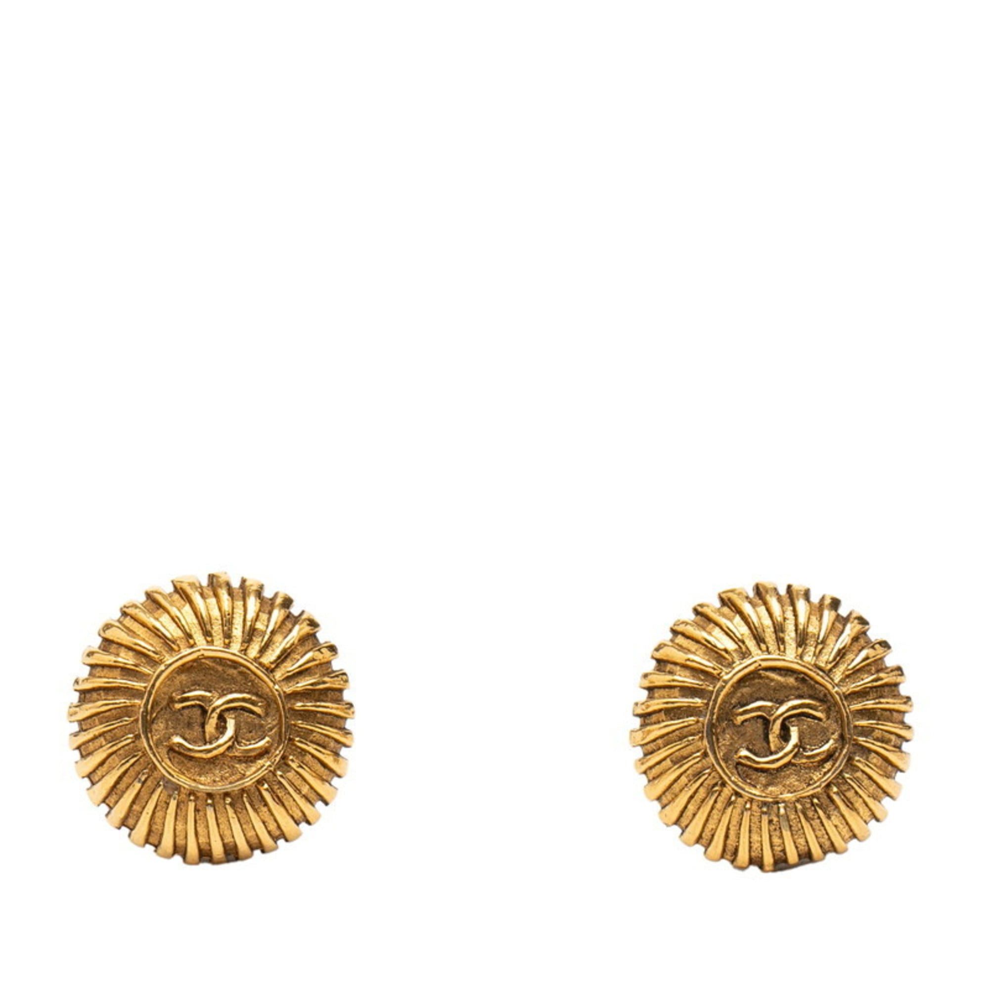 Chanel CHANEL Coco Mark Earrings, Gold Plated, Women's, Size ONE SIZE - 1 Thumbnail