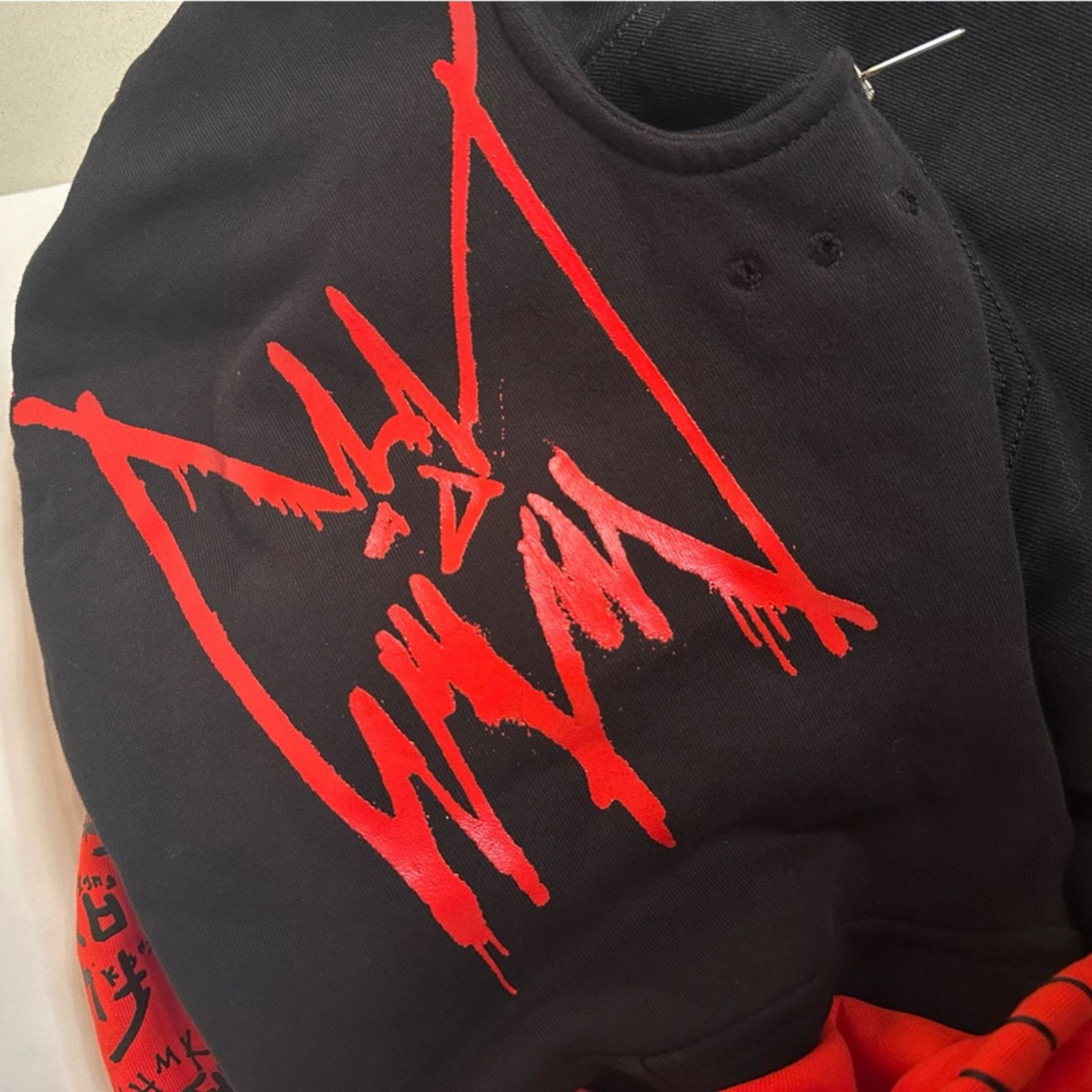 Marc Jacques Burton Rare MJB Hooded Balaclava MP Denim Jacket IT 48 Black / Red Size US M / EU 48-50 / 2 - 5 Thumbnail