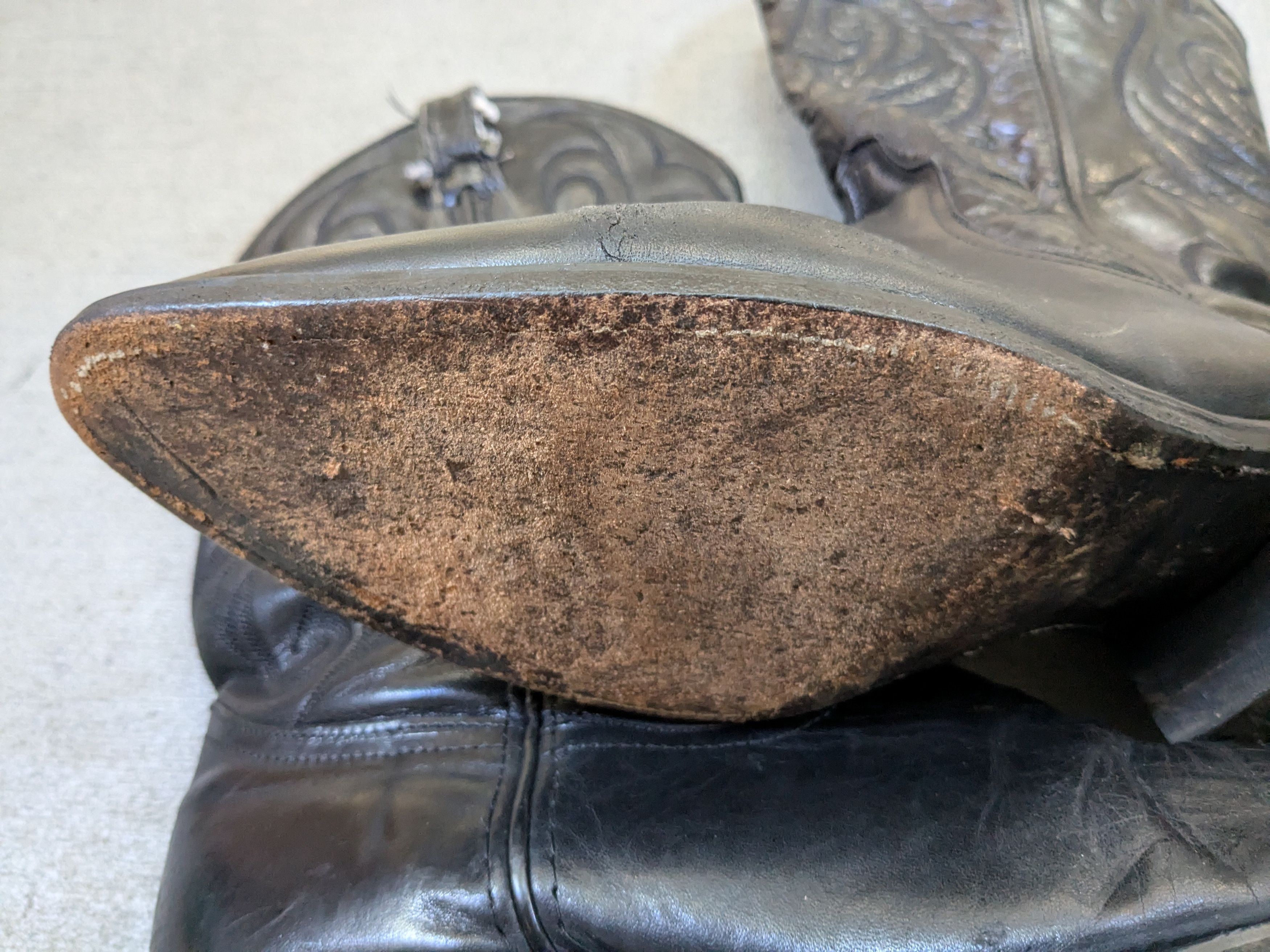 Genuine Leather Vintage Code West Cowboy Boots 10.5 Black Leather USA Size US 10.5 / EU 43-44 - 14 Thumbnail