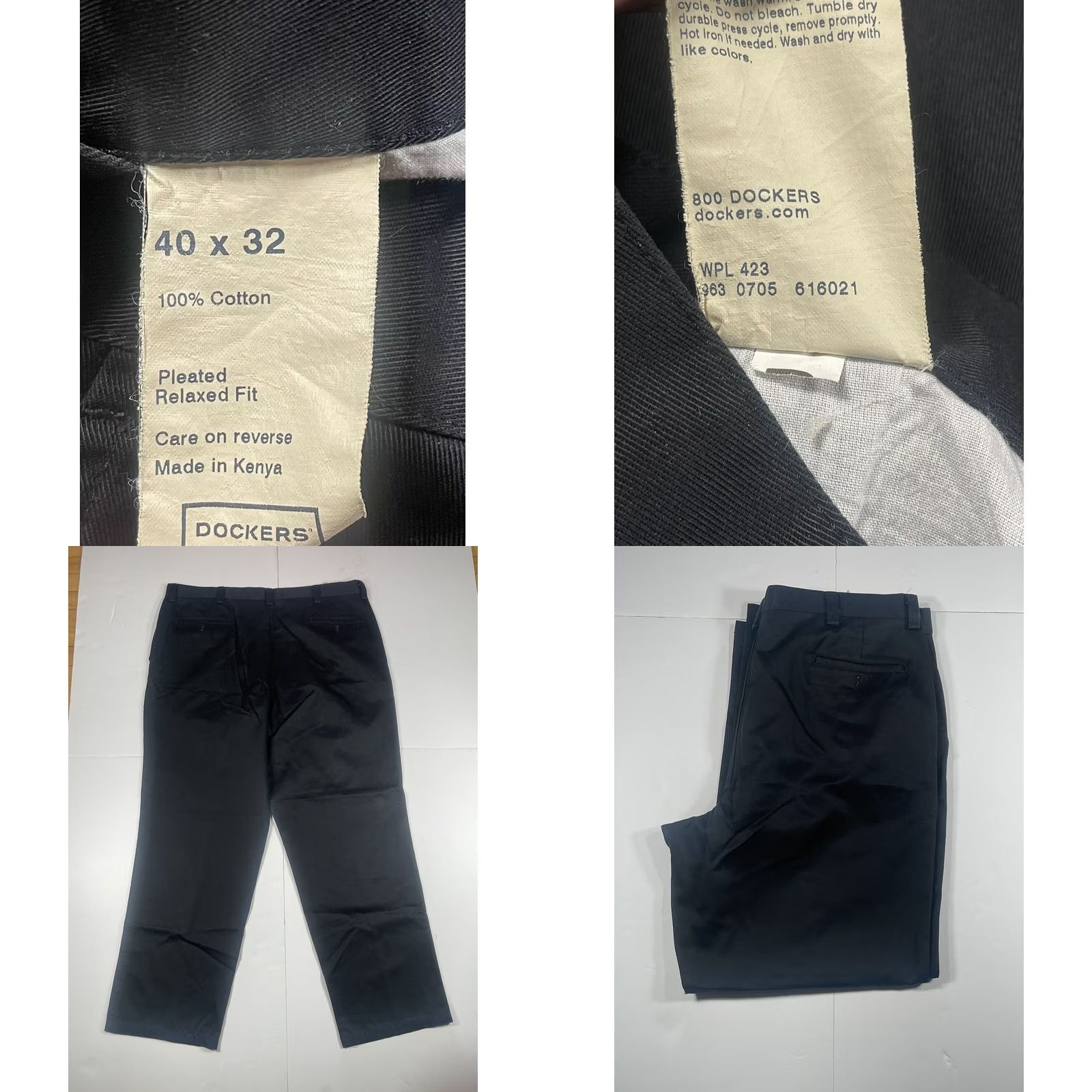 Dockers Dockers Pants Mens Size 40Wx32L Black Pleated Relaxed Fit Flat Front Khaki Chino Size US 40 / EU 56 - 8 Thumbnail