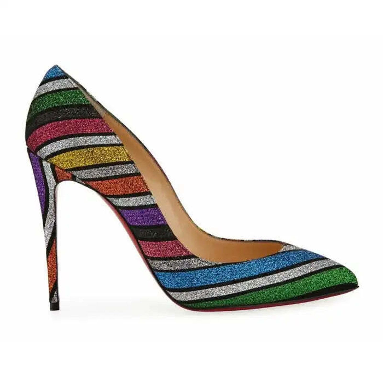 Christian Louboutin Christian Louboutin Pigalle Follies 100 Stripy Glitter Size US 5 / IT 35 - 1 Thumbnail