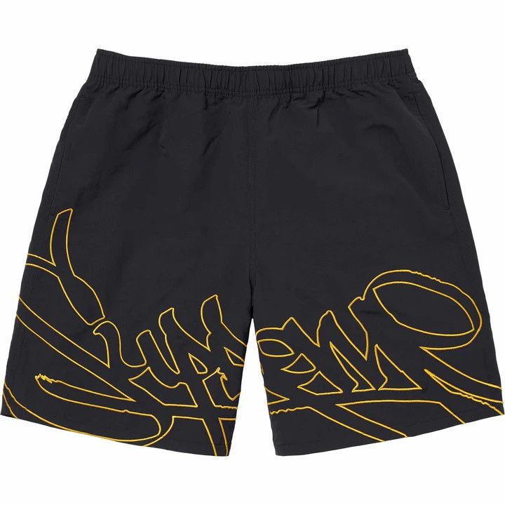 image of Supreme Tag Water Short Black Gold, Men's (Size 32)