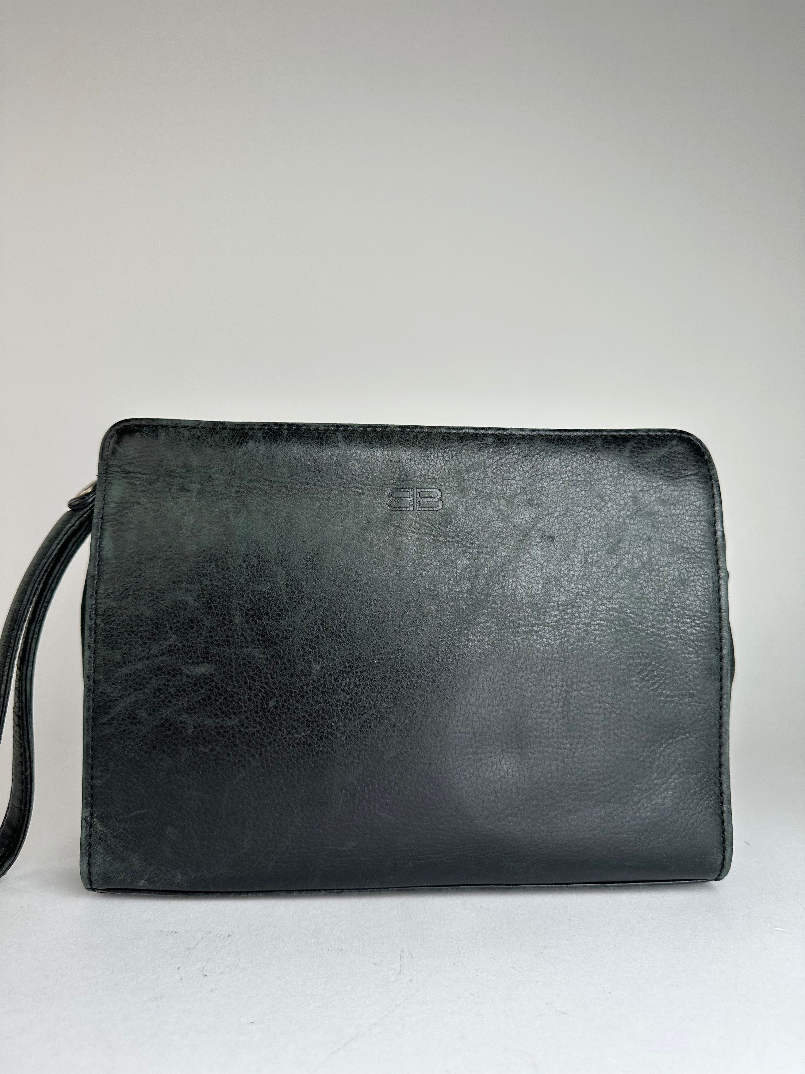 Balenciaga Vintage BB Logo Leather Wristlet Pouch Black Size ONE SIZE - 1 Thumbnail