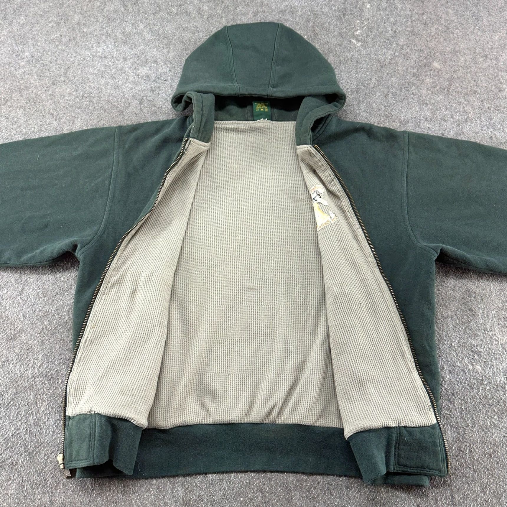 Vintage VINTAGE Cabela's Hoodie Men L Green Full Zip Cotton Thermal Lined Heavyweight 90s Size US L / EU 52-54 / 3 - 2 Thumbnail