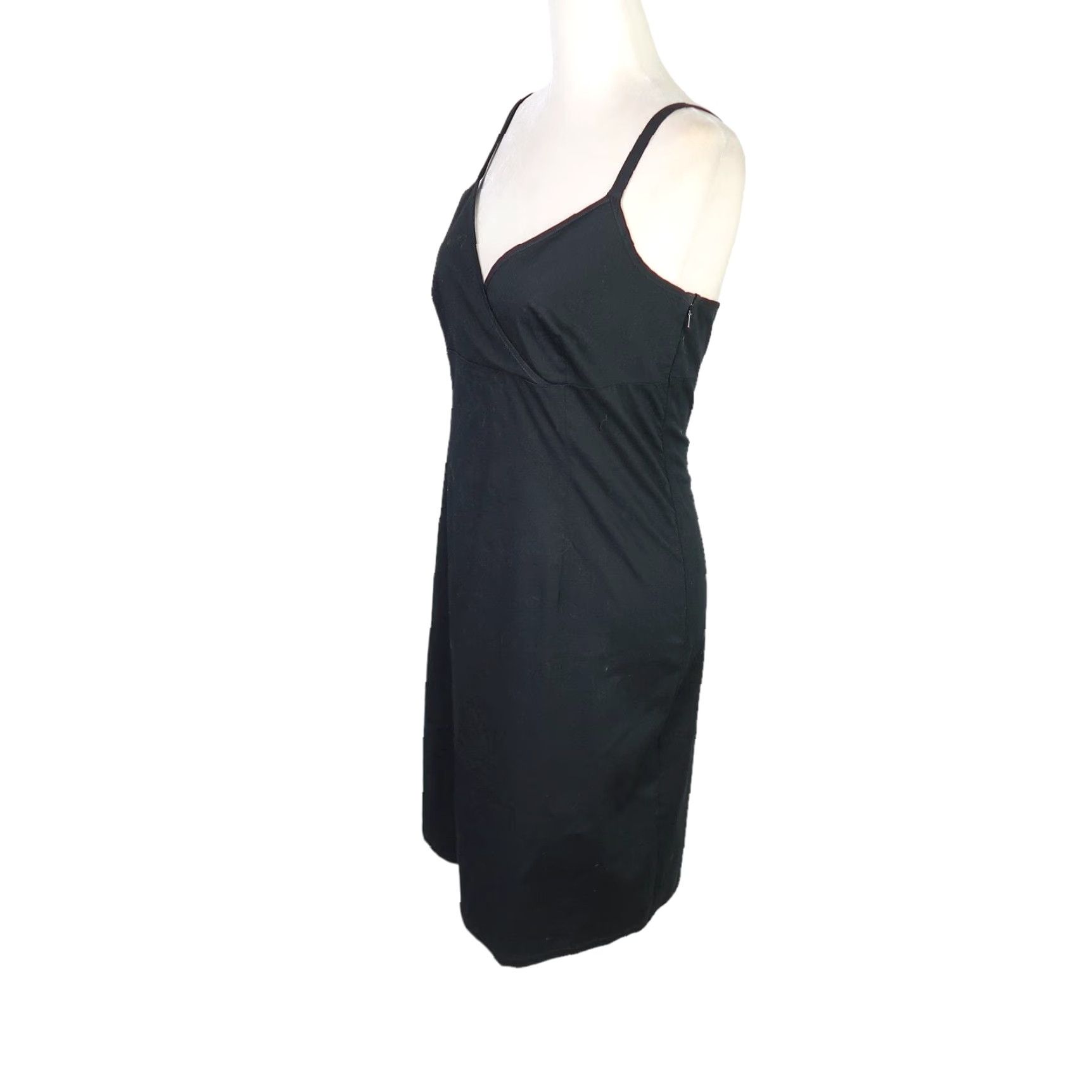Old Navy VINTAGE Old Navy Black Mini Tank Dress 6 Women's Sleeveless V-Neck Spaghetti Strap Cotton Spandex 90s Casual Party/Cocktail Knee Length Zip Size M / US 6-8 / IT 42-44 - 3 Thumbnail